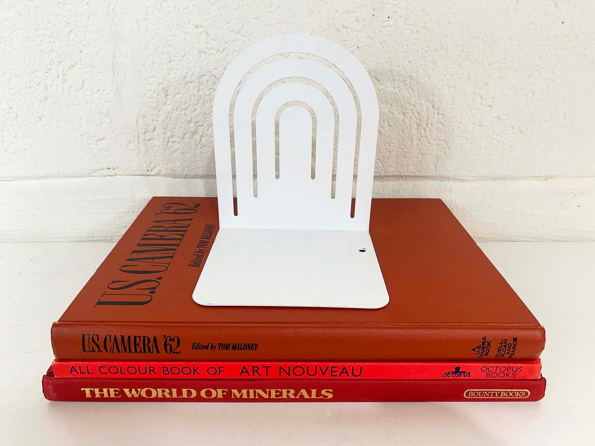 Vintage Spectrum Designs White Rainbow Metal Bookend Mid-Century Arche ...