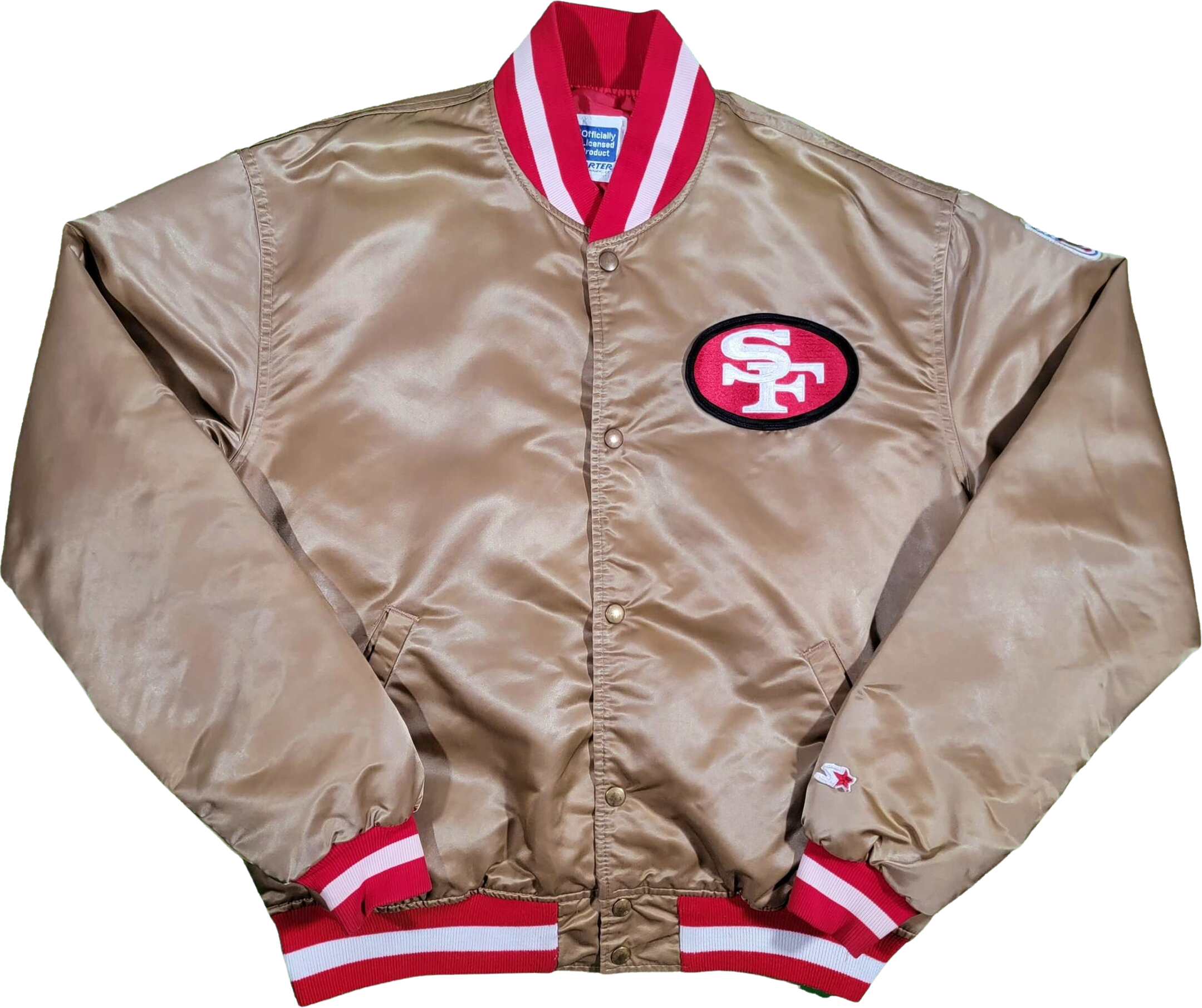 San Francisco 49ers Vintage 80s Starter Satin Bomber Jacket Nfl Football  Gold Red Coat Size Xl by Starter