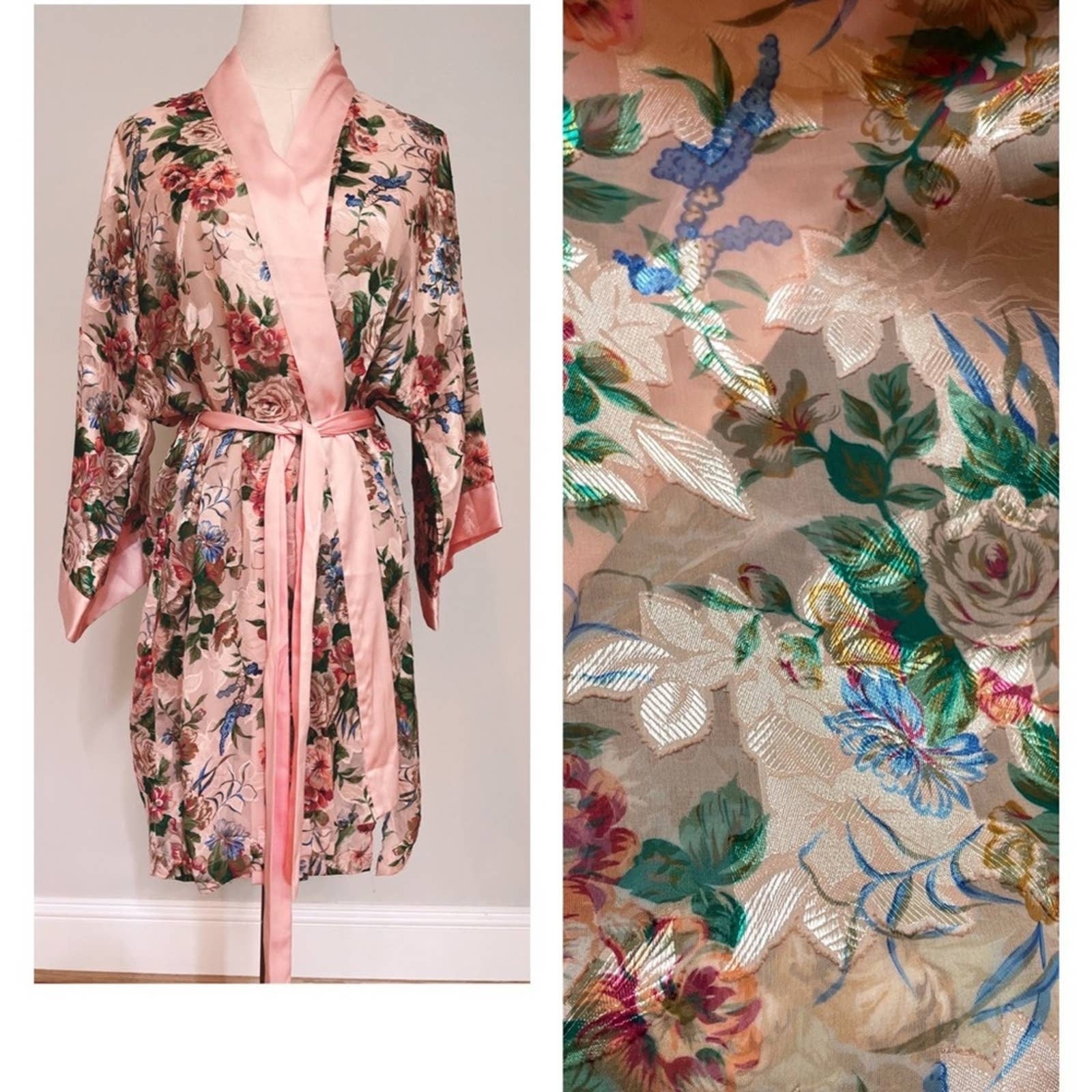 Vintage 80s Vs Gold Label Textured Floral Jacquard Semi Sheer Short ...