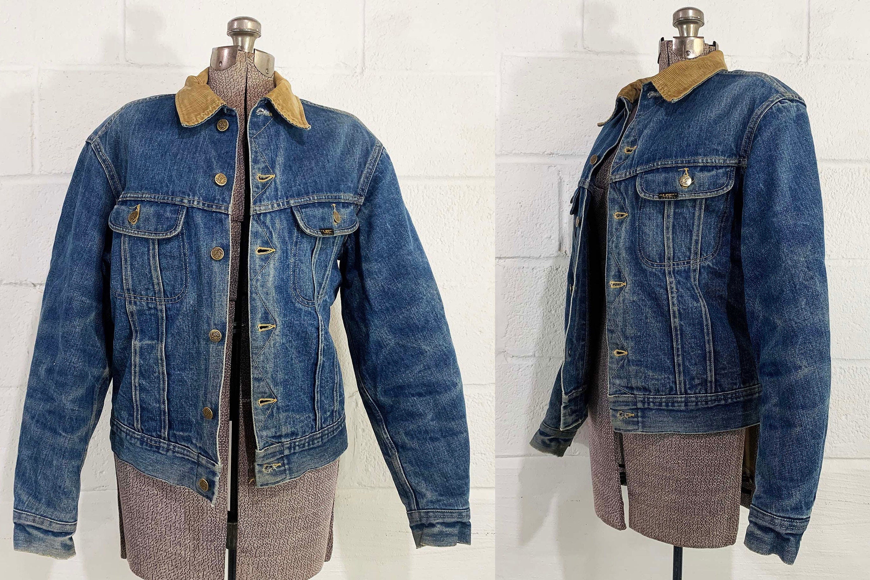 Vintage Faded Storm Rider Denim Jacket Worn Wool Blanket Lined Jean Di ...