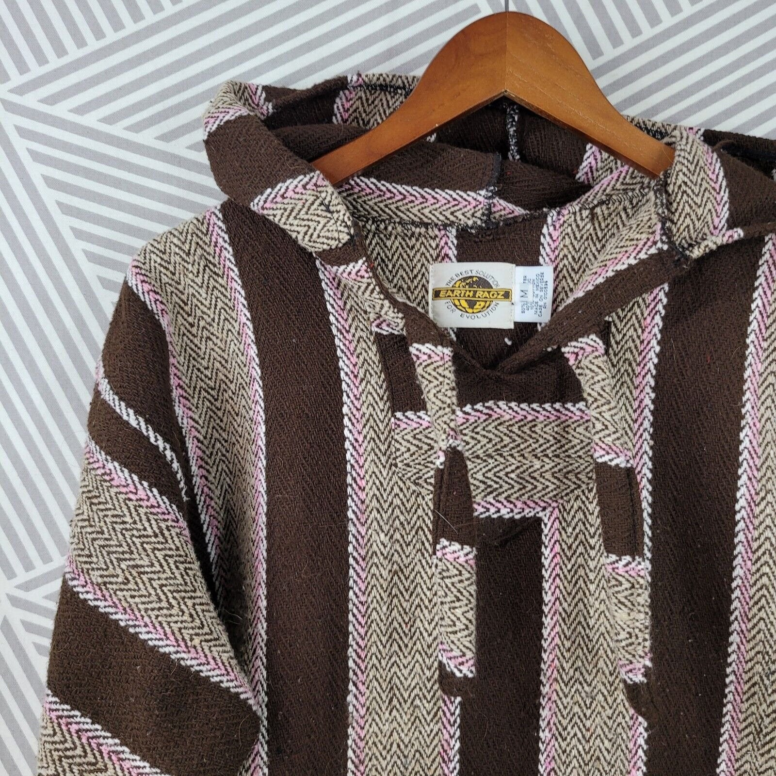 Vintage Blanket Hoodie Baja Pullover Men Medium Jacket by Earth Ragz ...