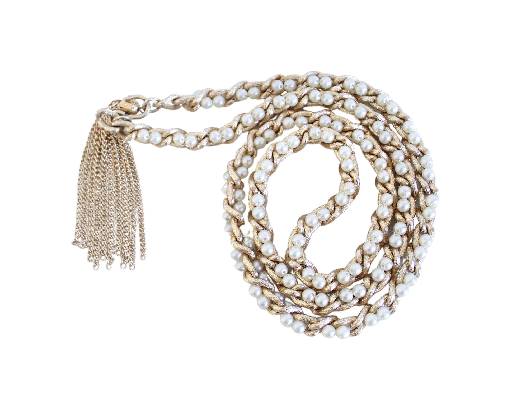 Vintage 60s Brushed Gold and Faux Pearl Rope Belt | Shop THRILLING