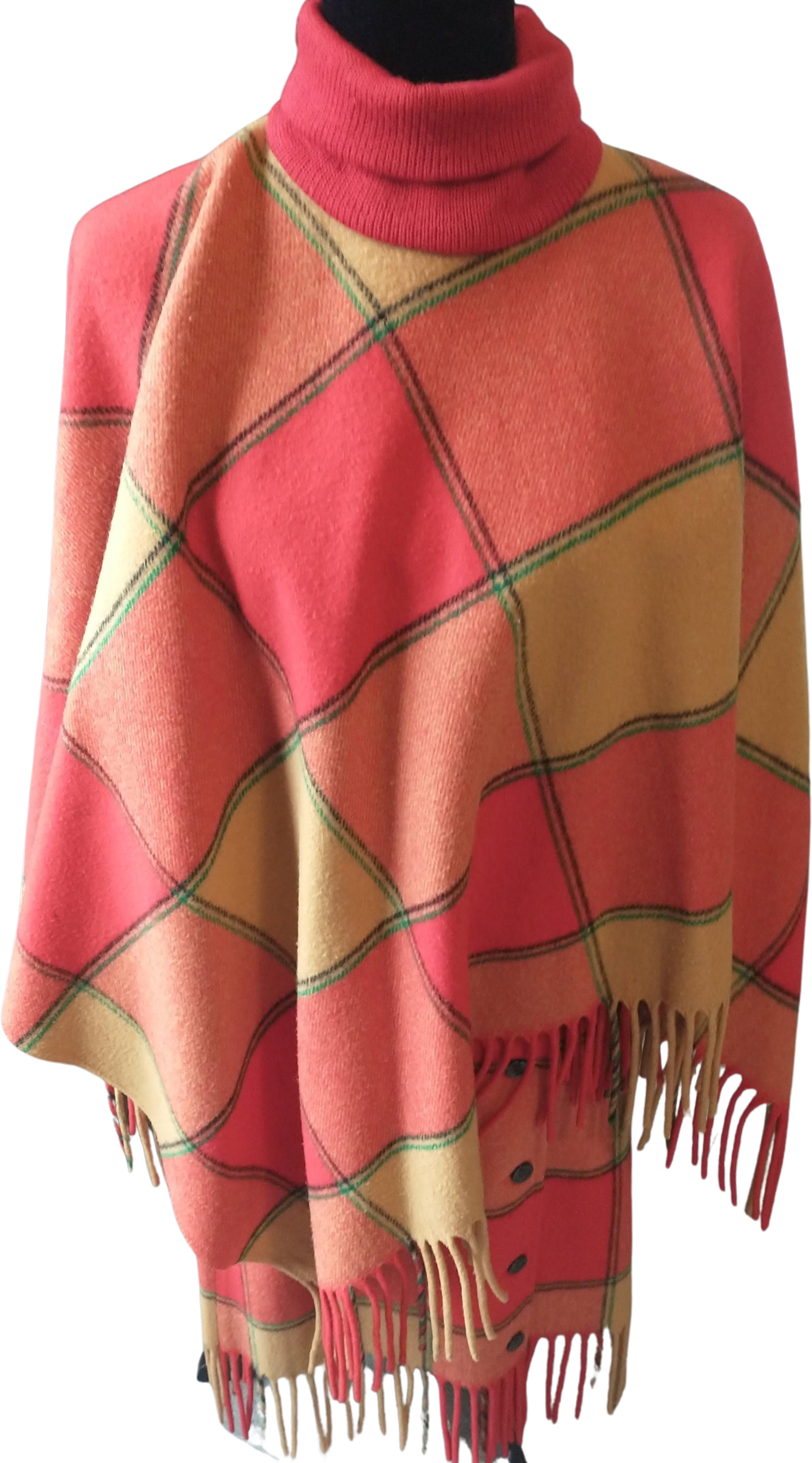 1960s/70s Retro store Plaid Pendleton wool poncho cape, skirt, and sweater, womens' small to medium, fall colors