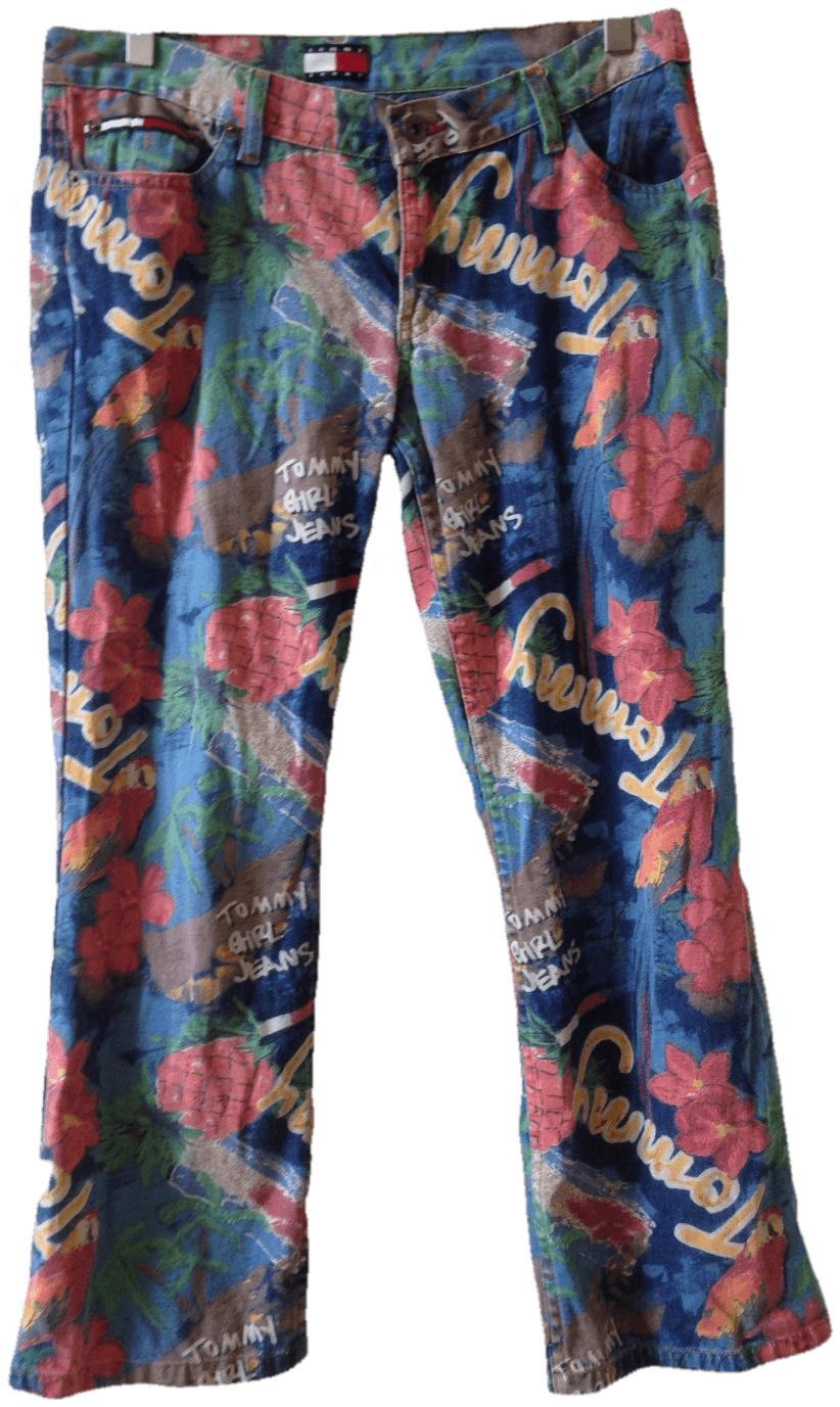 Vintage Tropical Hawaiian Floral Print Jeans | Shop THRILLING