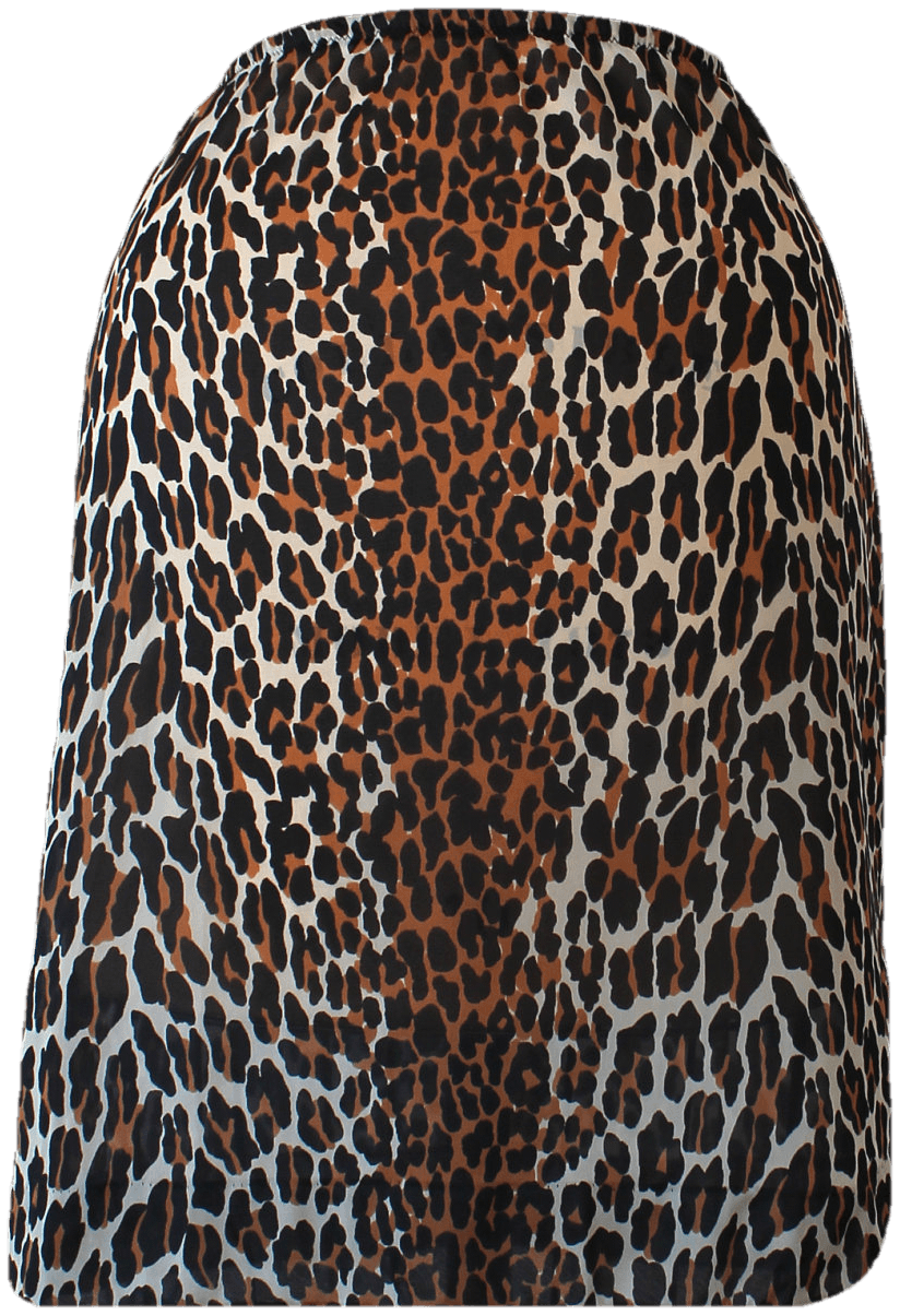 Vintage 60's White and Brown Leopard Print Slip Skirt by Vanity Fair