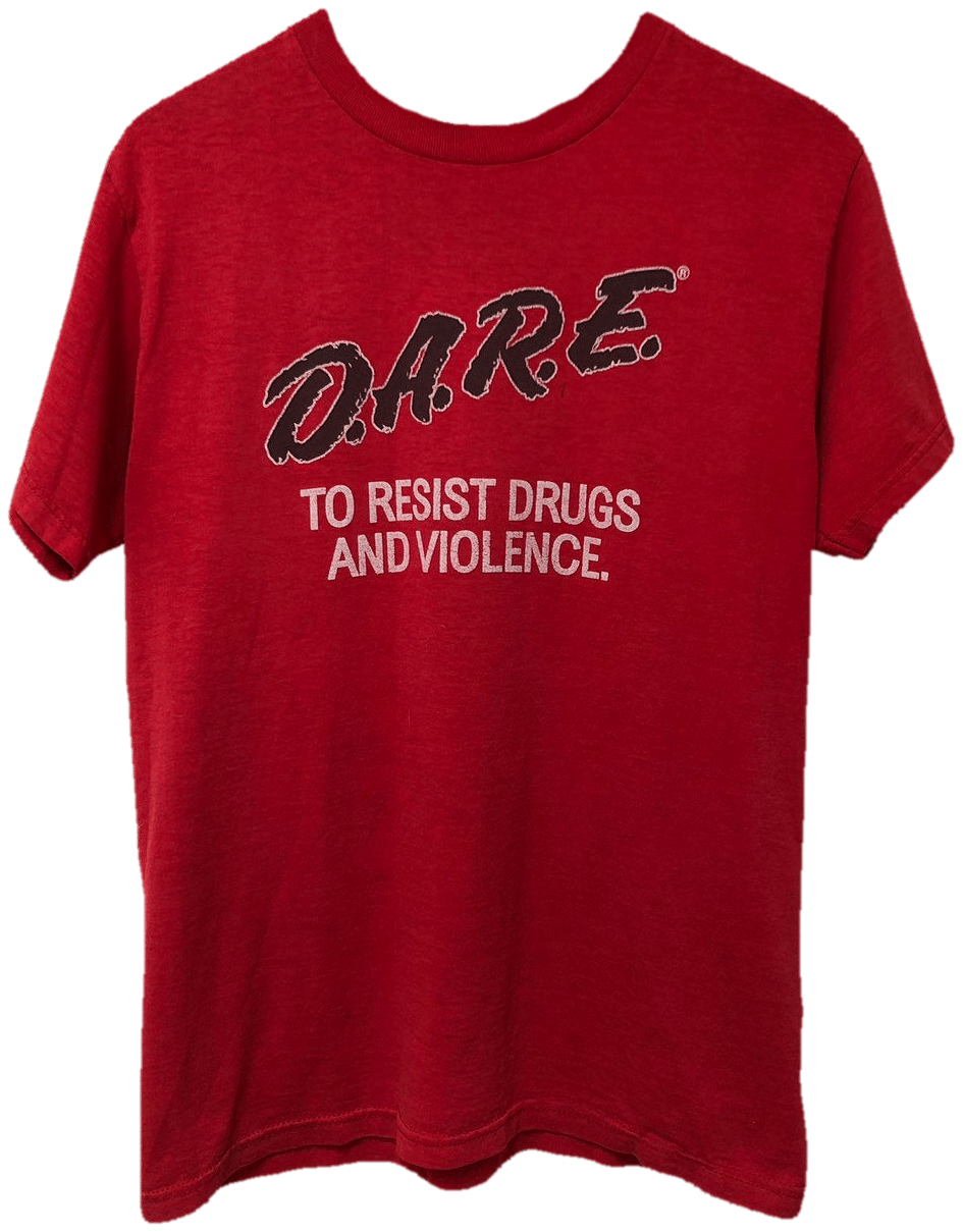 Vintage 90’s Red T-Shirt with Black and White Lettering | Shop THRILLING