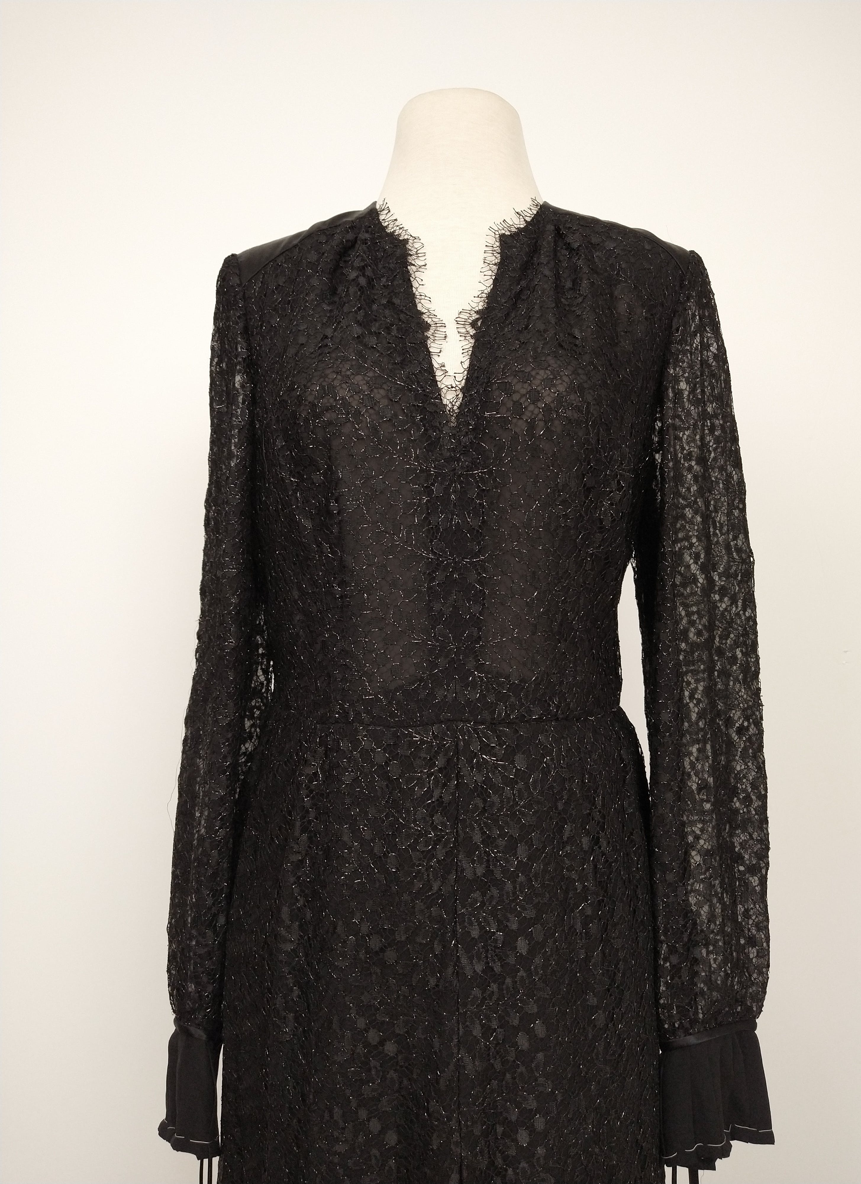 Vintage Italian Black Lace Sheer Metallic Gown by Mirella Carvorso ...