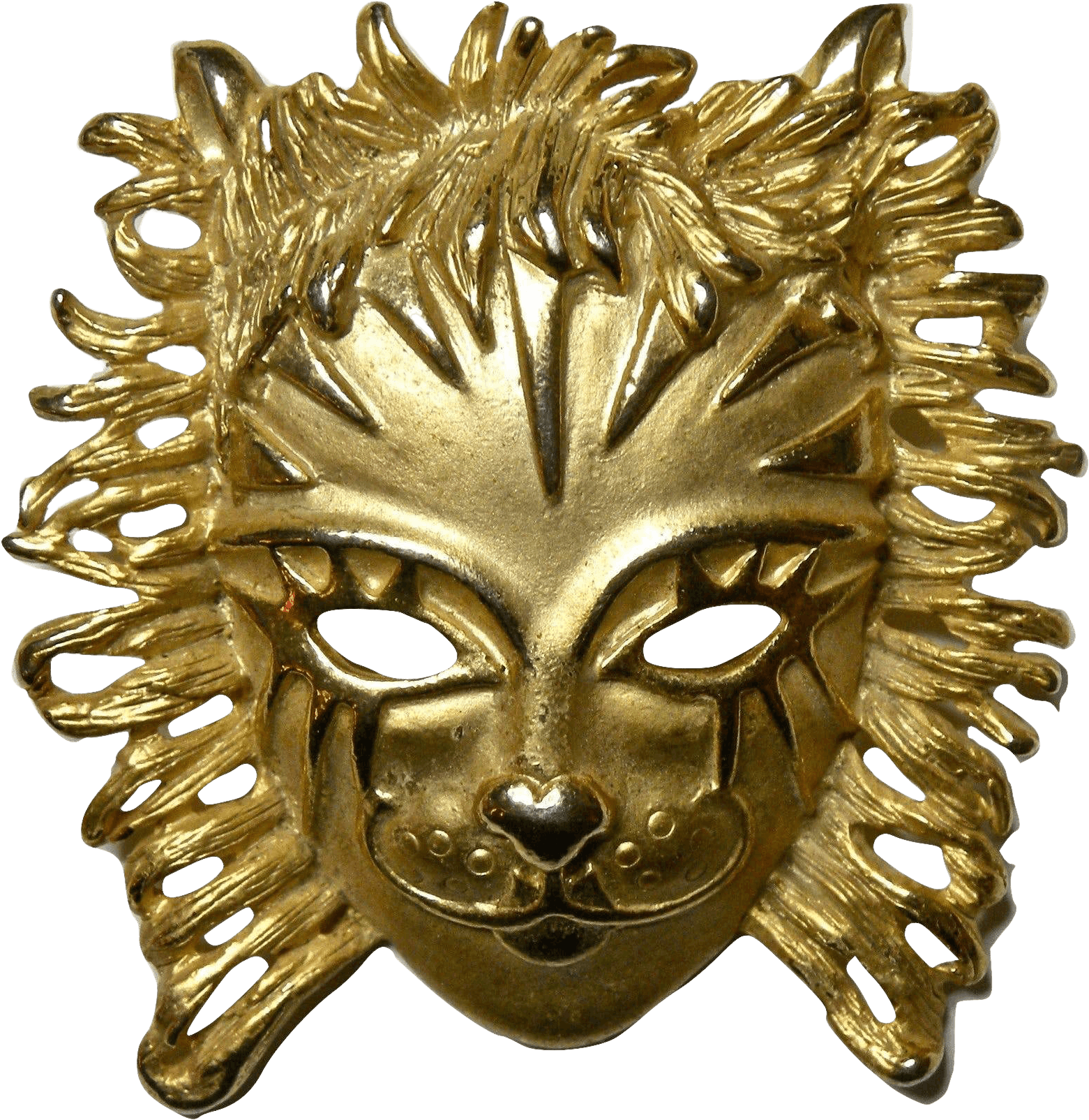 Vintage 70s/80s Large Gold Cat Mask Face Pin Brooch By Ajc | Shop THRILLING