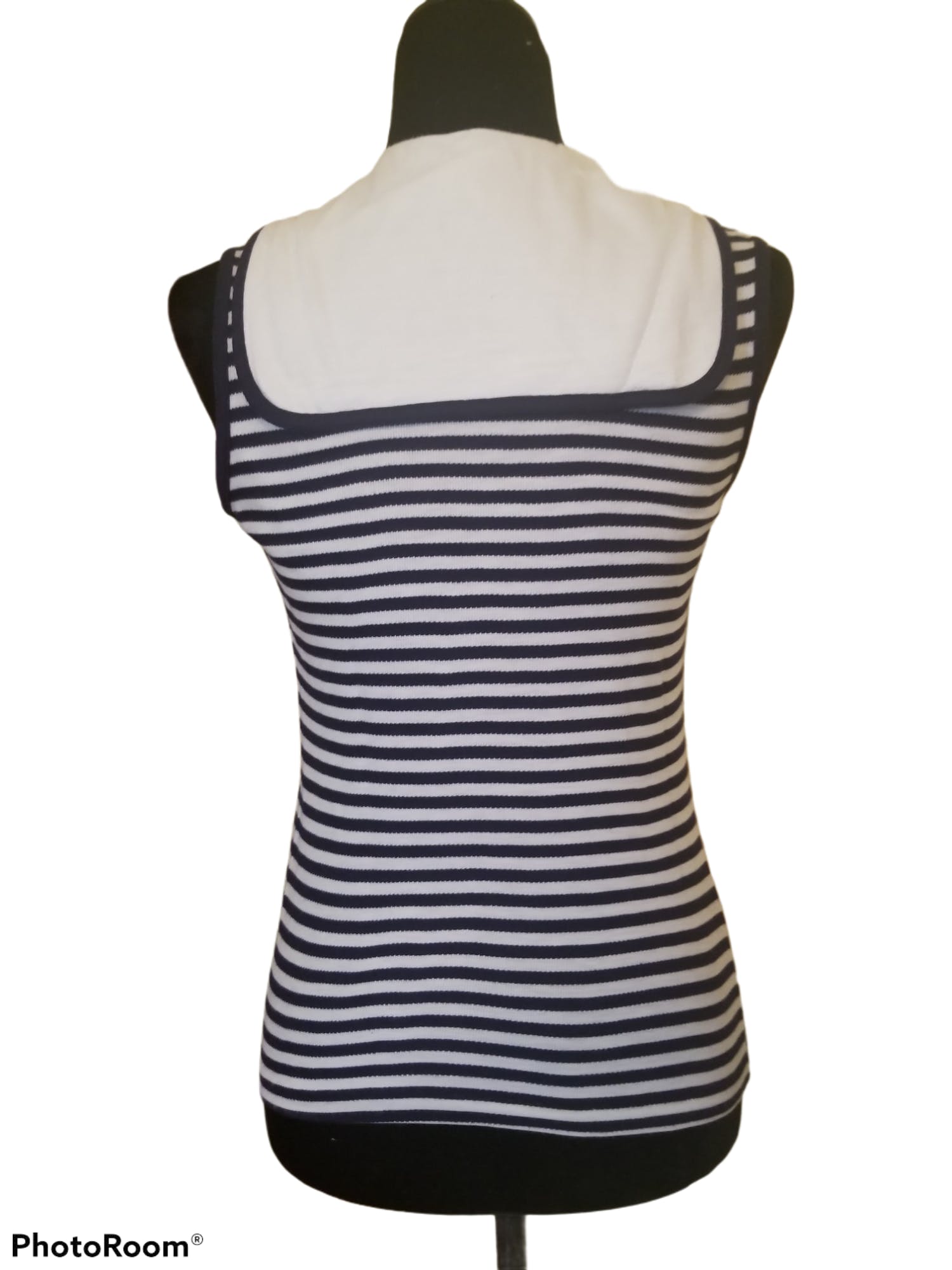 Vintage 80's Navy and White Sleeveless Knit Sailor Shirt by Bobbie ...