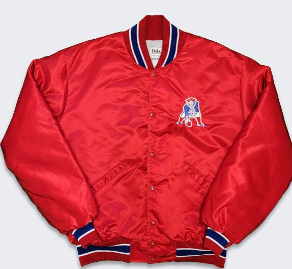 Vintage New England Patriots 90s Delong Satin Bomber Jacket Nfl
