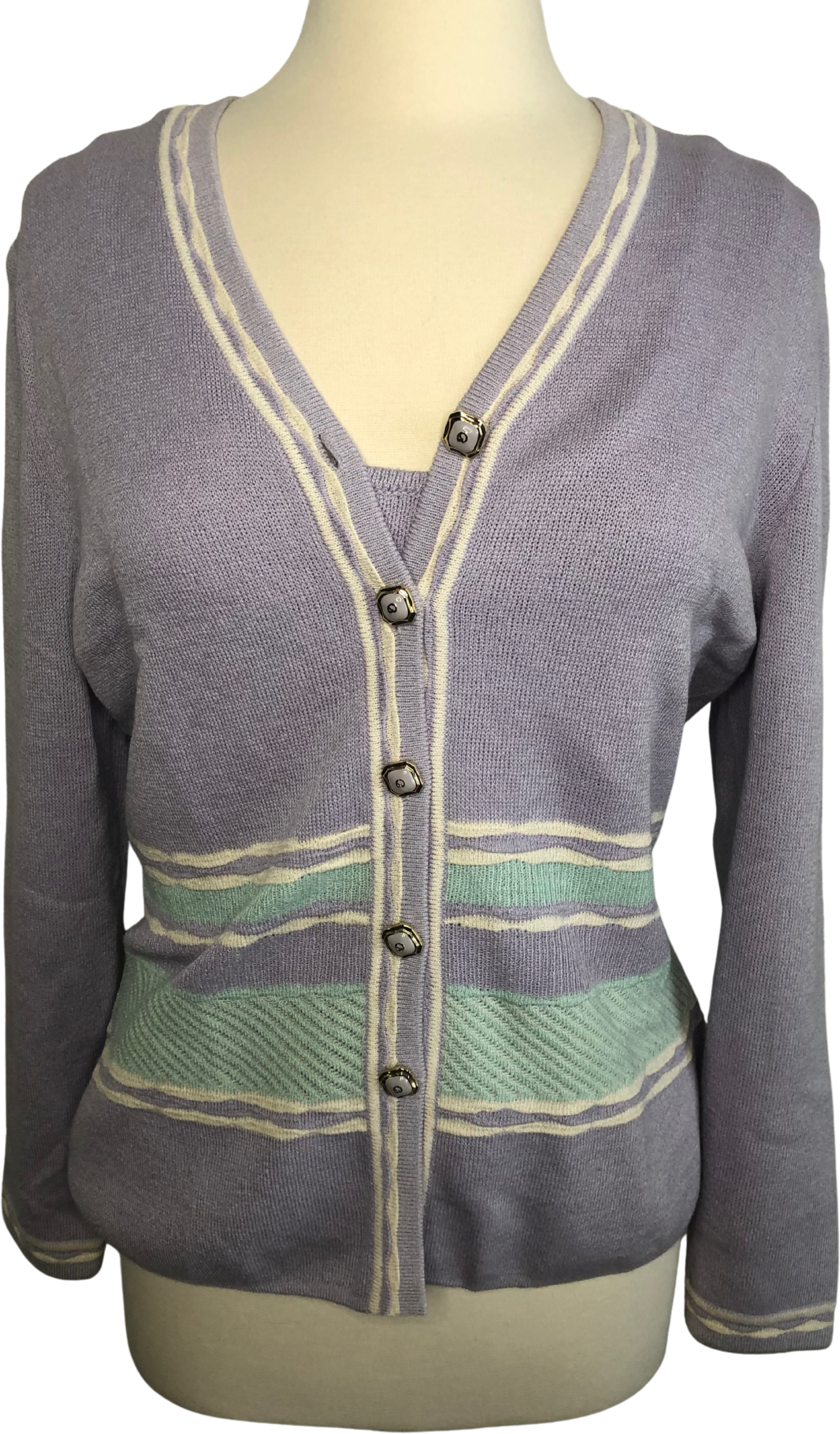 Vintage Santana Knit Pastel Cardigan Sweater Twin Set by St. John