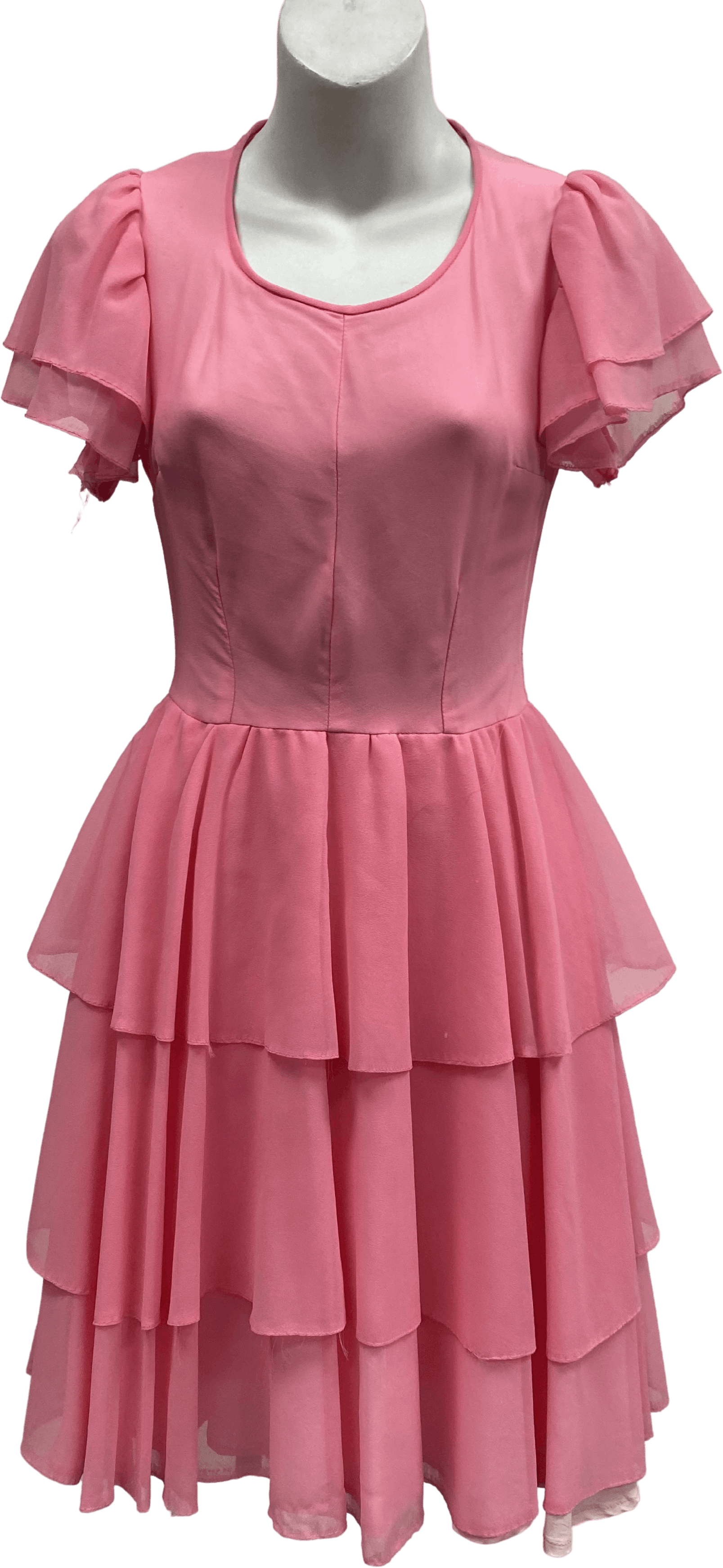 Vintage Pink Short Sleeve Tiered Ruffle Dress | Shop THRILLING