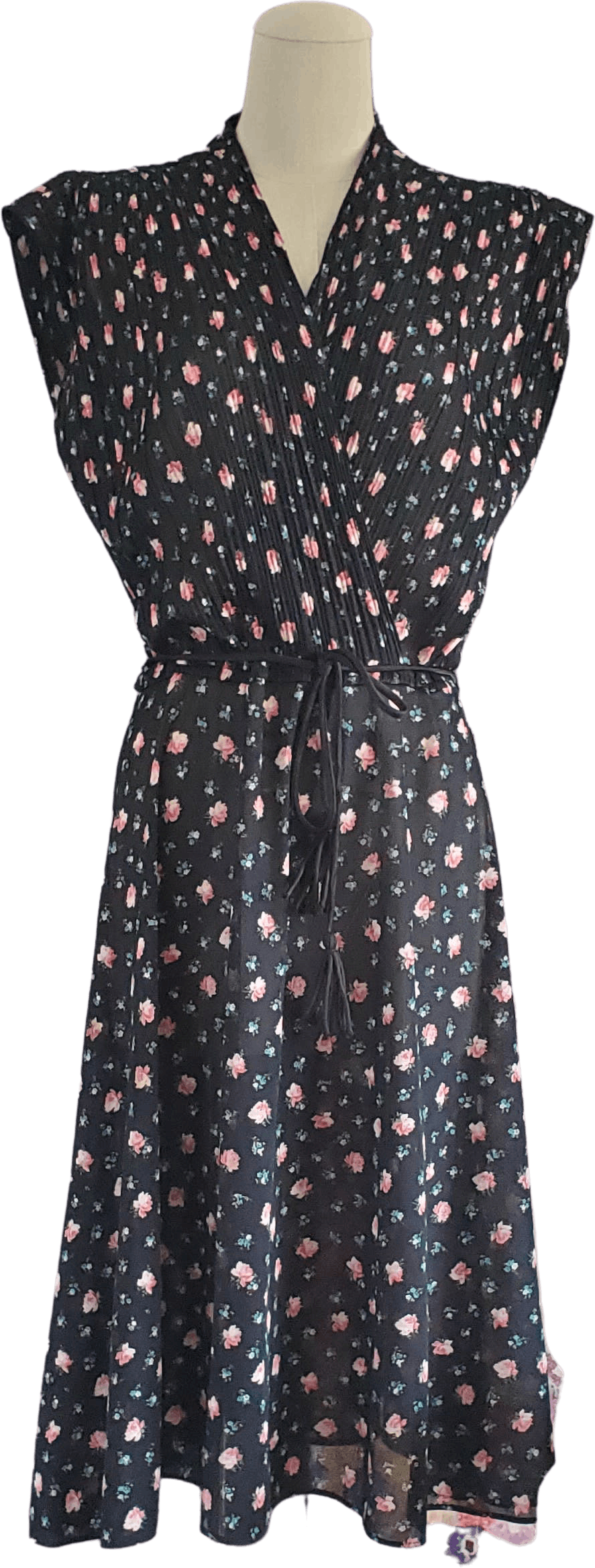 Vintage 70's Sheer Floral Pleated Dress | Shop THRILLING