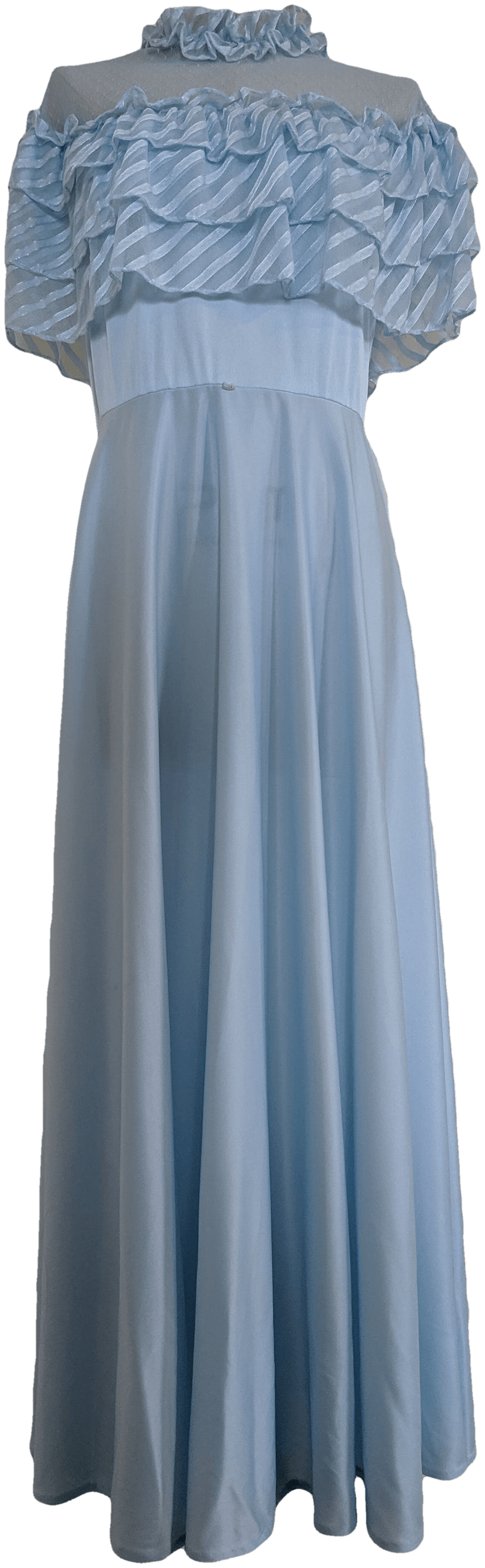 Vintage Light Blue Layered Ruffle Dress with Sheer Neckline | Shop ...