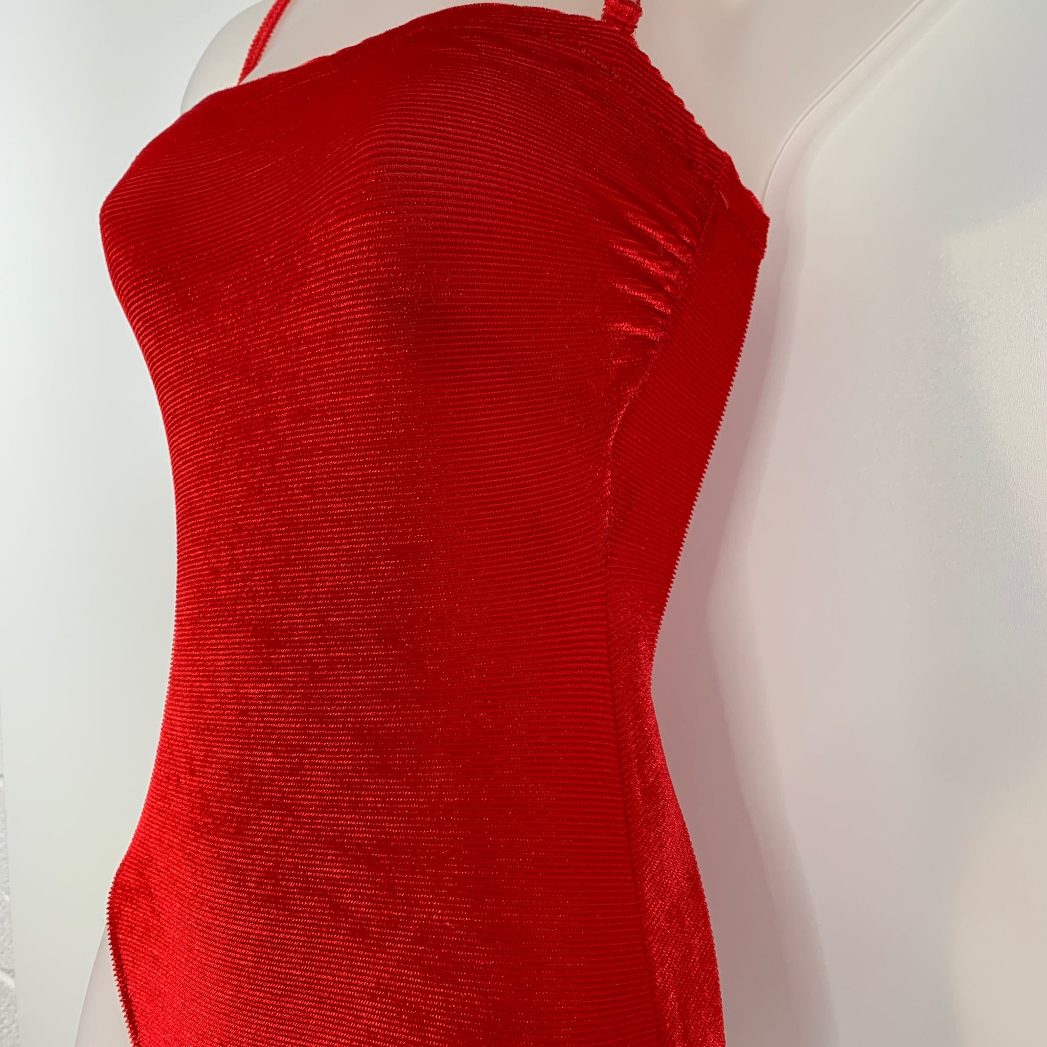 Vintage 90s Red Ribbed One Piece Velour Swimsuit Lovecore By Viewpoint ...