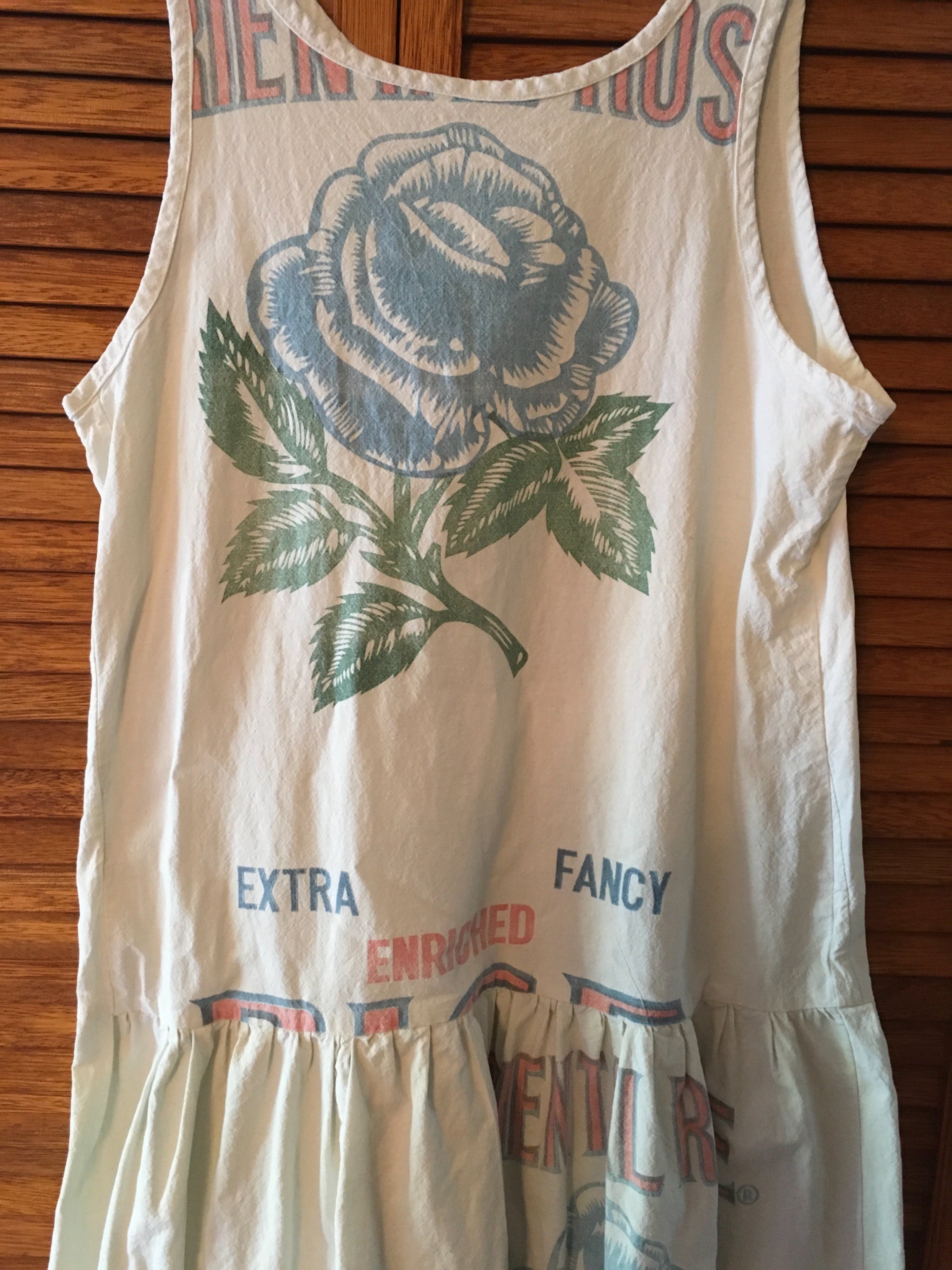 Vintage 80’s Rice Sack Feed Sack Blue Rose Dress by Sacks Appeal | Shop ...