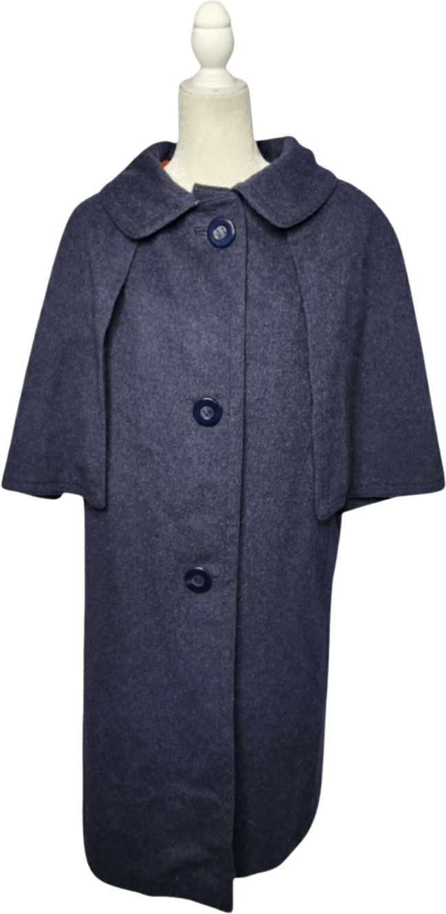 Vintage 60's blue Wool long Cape Coat by Fabiani | Shop THRILLING