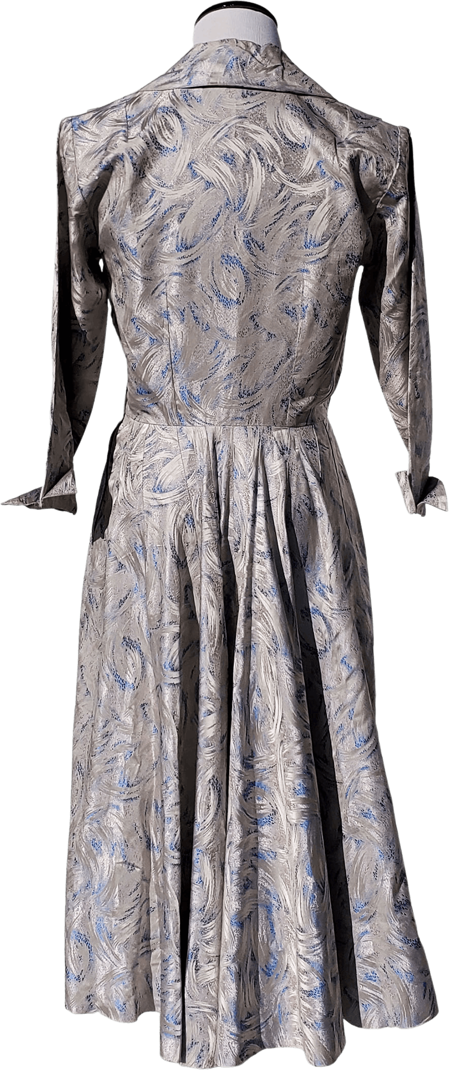 Vintage 50's Silver and Blue Fit and Flare Dress by Mori | Shop THRILLING