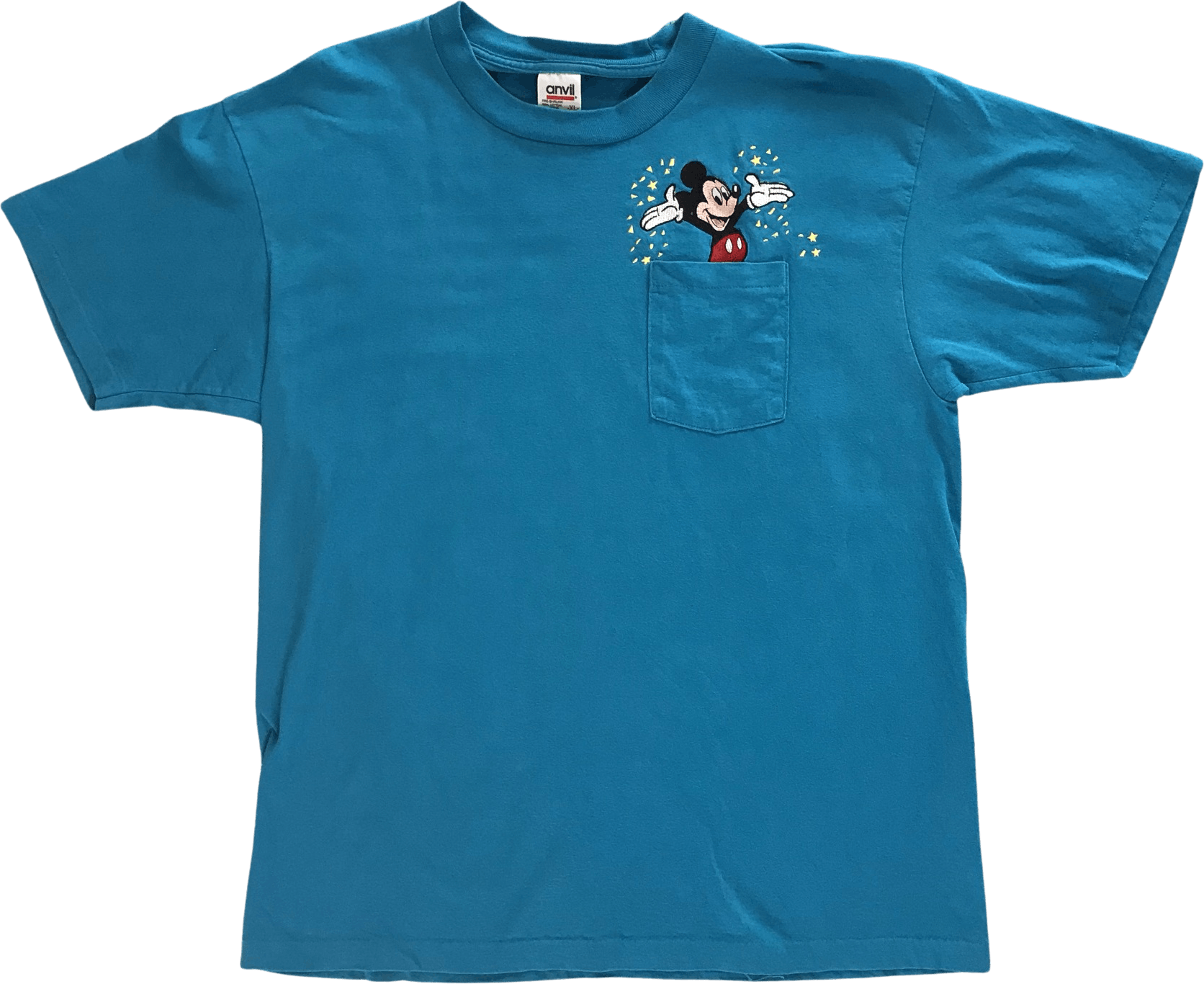 Vintage 90's Mickey Mouse Embroidered Pocket TShirt by Anvil Shop