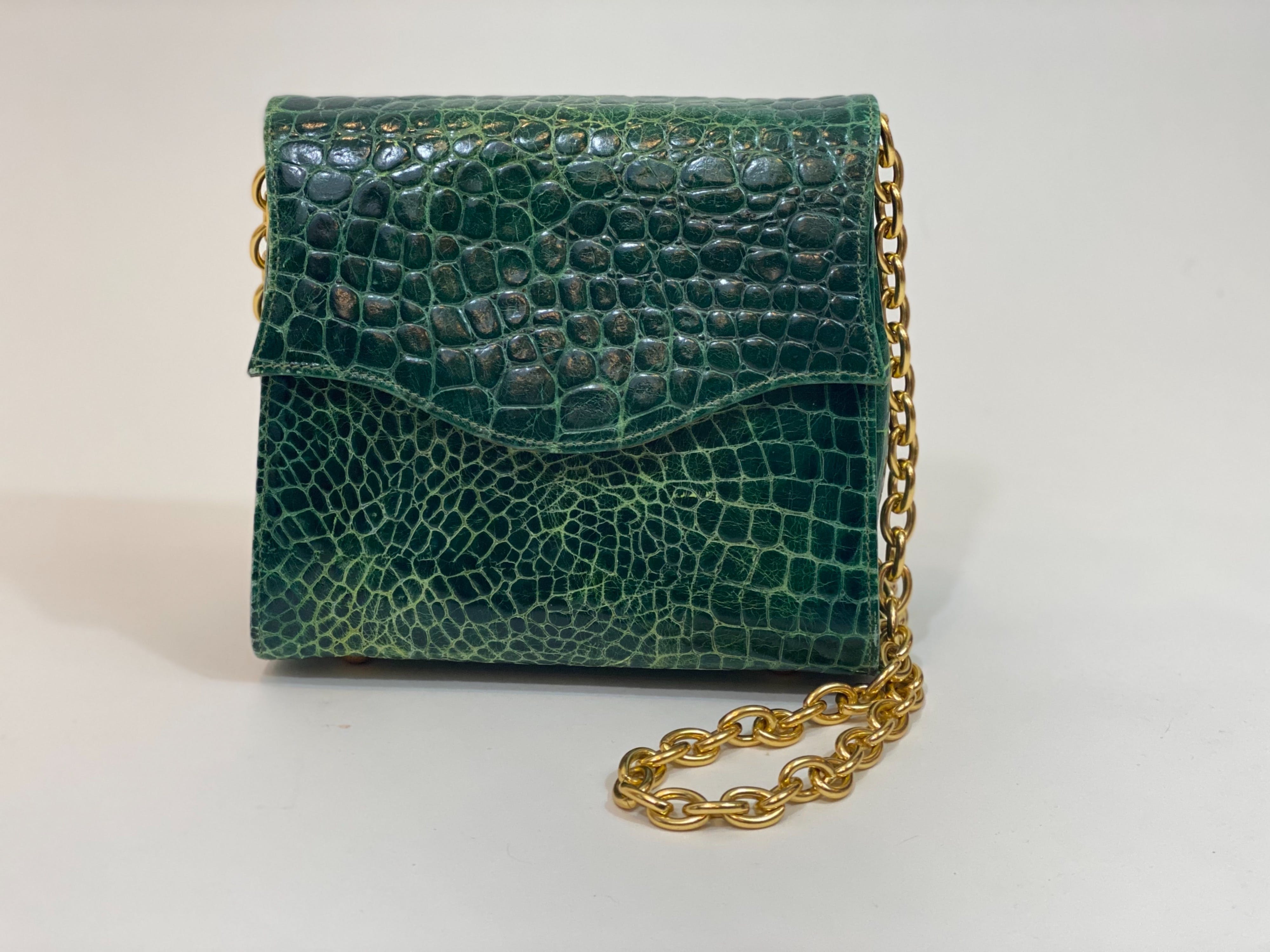 Vintage Green Alligator Chain Bag by Jill Stuart | Shop THRILLING