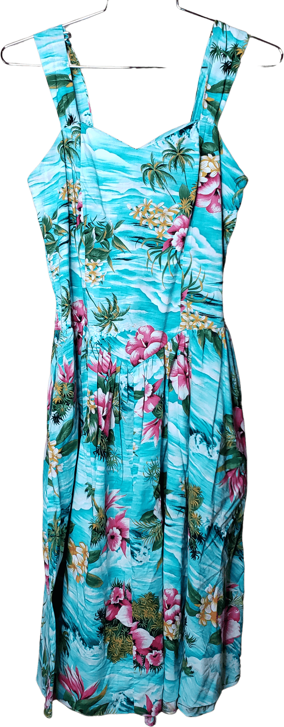 Vintage Blue Tropical Ocean Floral Print Sundress by Shannon Marie ...
