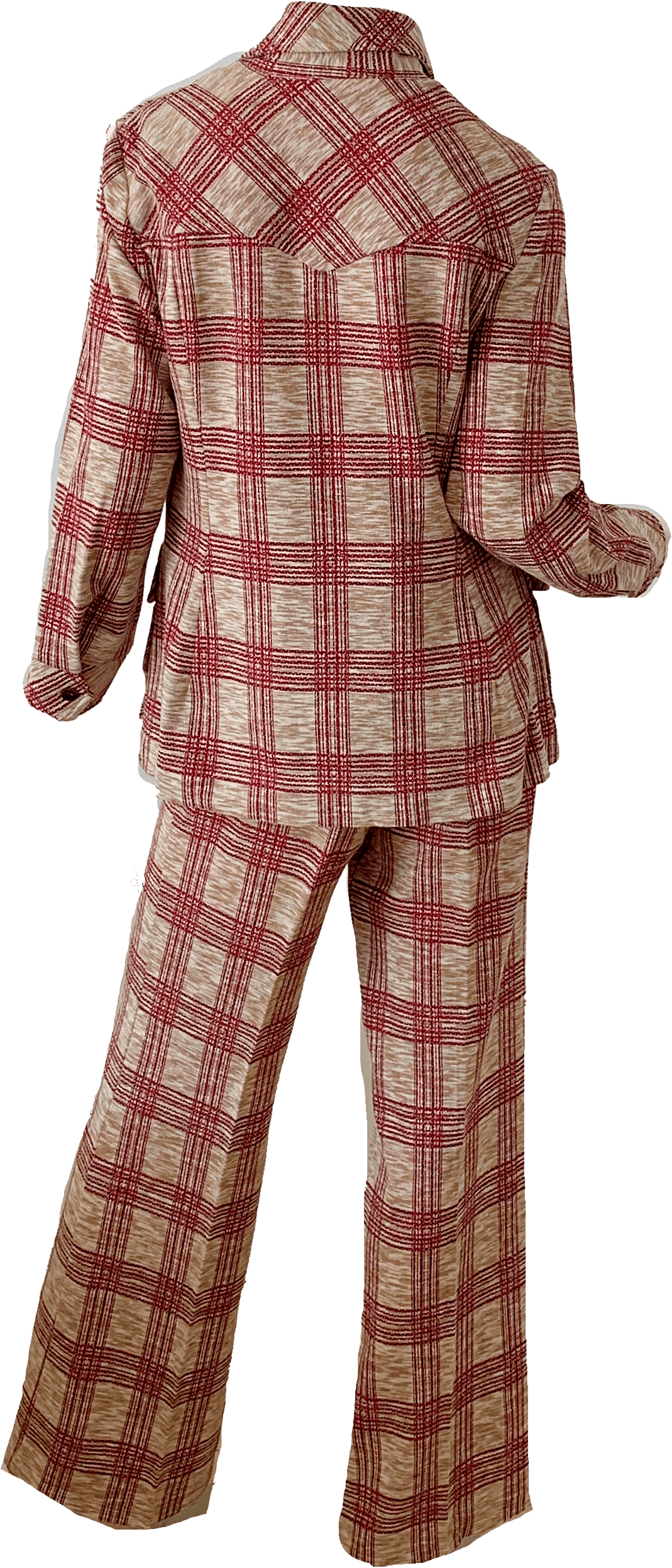 1970's Green and Red Plaid Bell Bottoms Size 30x35 main image 1