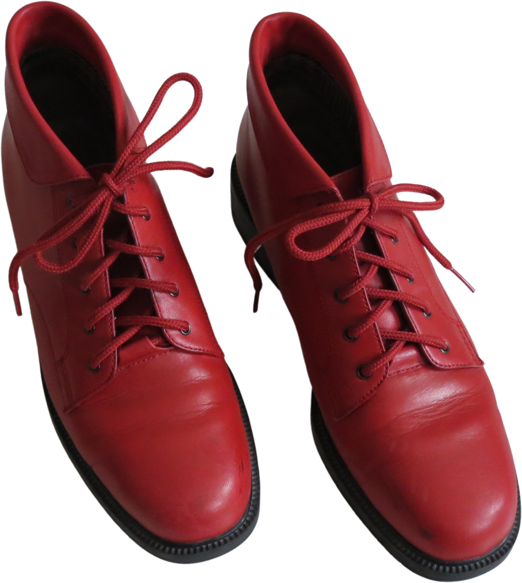 Vintage 90s Red Leather Cabincore Ankle Boots Booties By