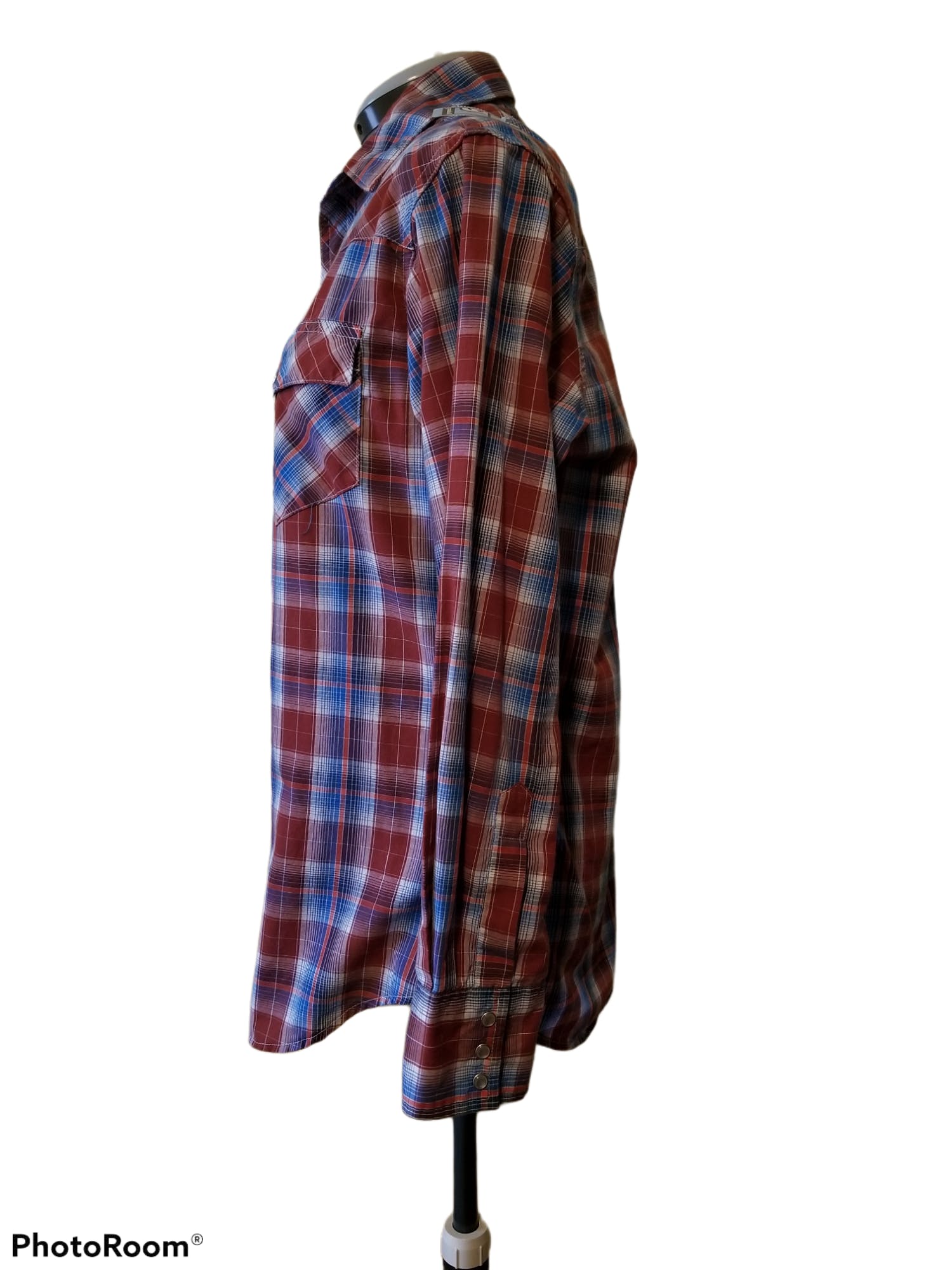 Vintage Red and Blue Plaid Western Shirt with Pearlized Snaps by ...