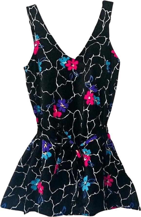 Vintage 60's Black Neon Floral Swimsuit by Maxine Of Hollywood | Shop ...