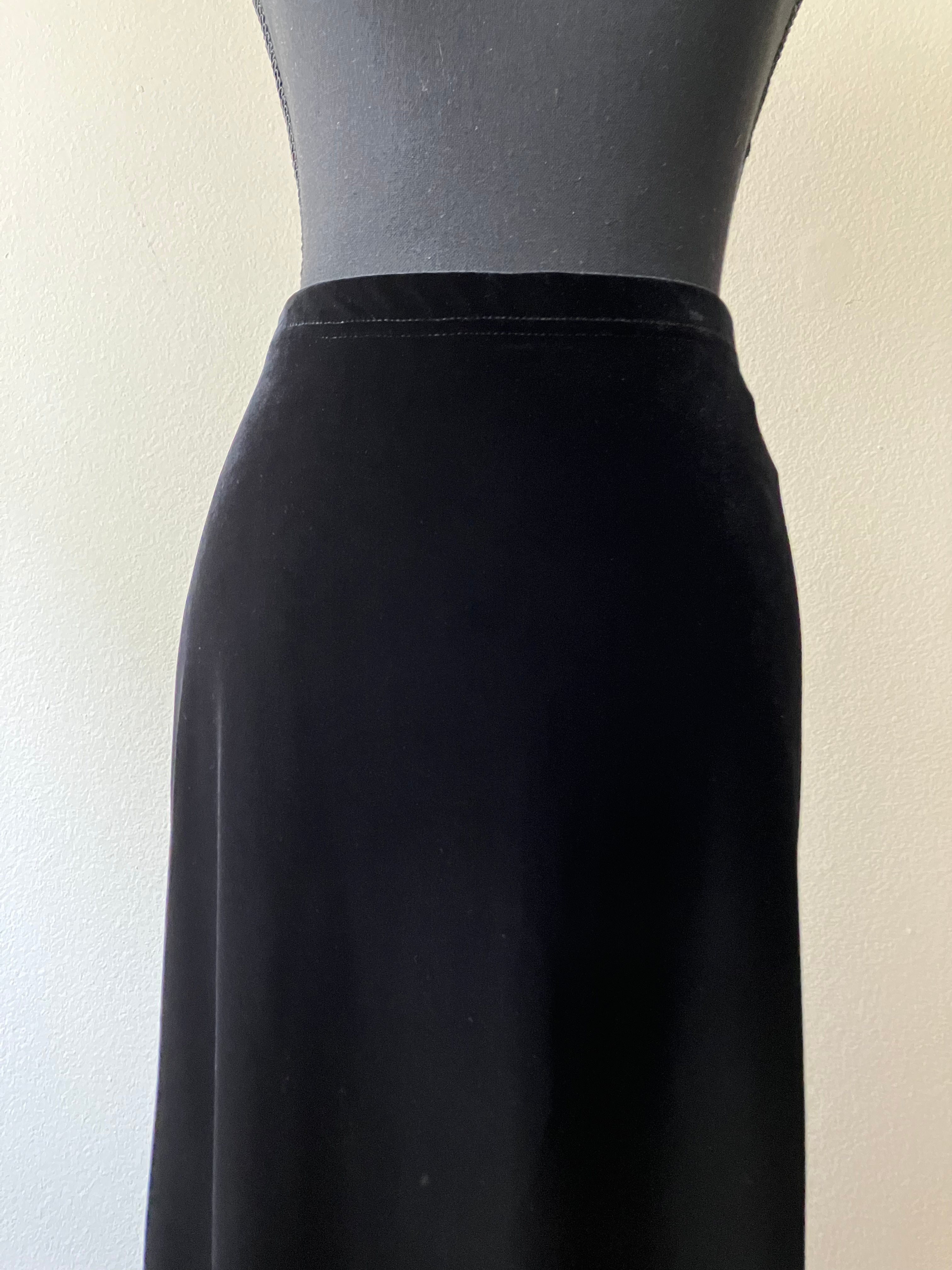Vintage 90s Black Velvet Maxi Skirt With High Side Slits By T by ...