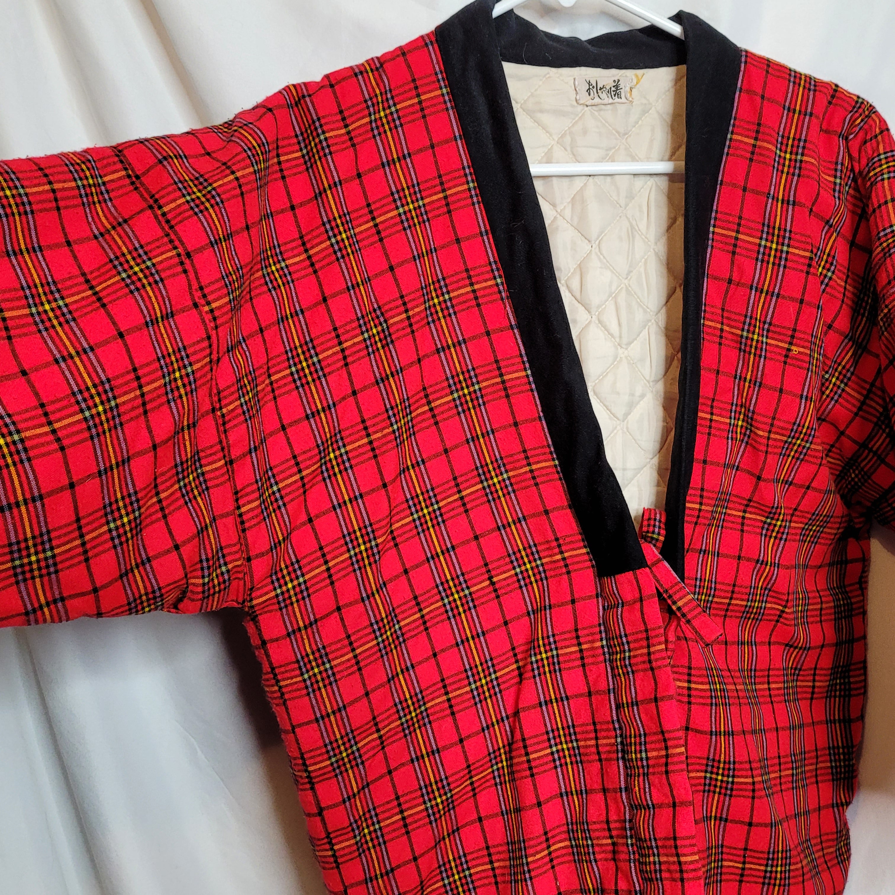 Vintage 60s/70s Red Plaid Quilted Jacket Robe Tie Front Os | Shop THRILLING