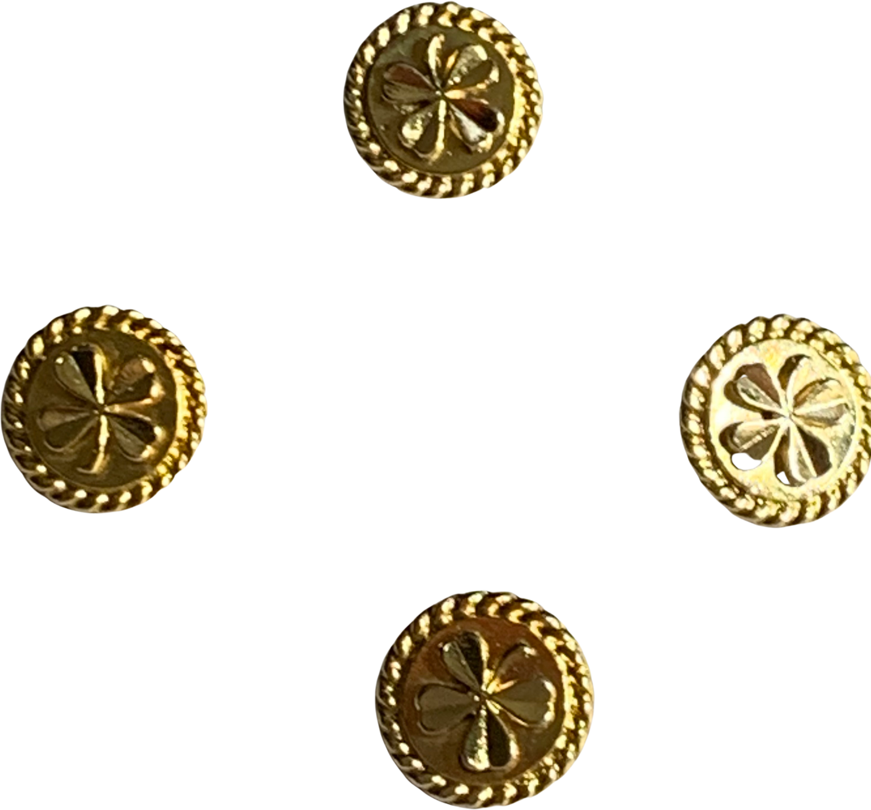 90s/00s Gold Metal 4 Leaf Clover Chanel Skirt Buttons By Chanel