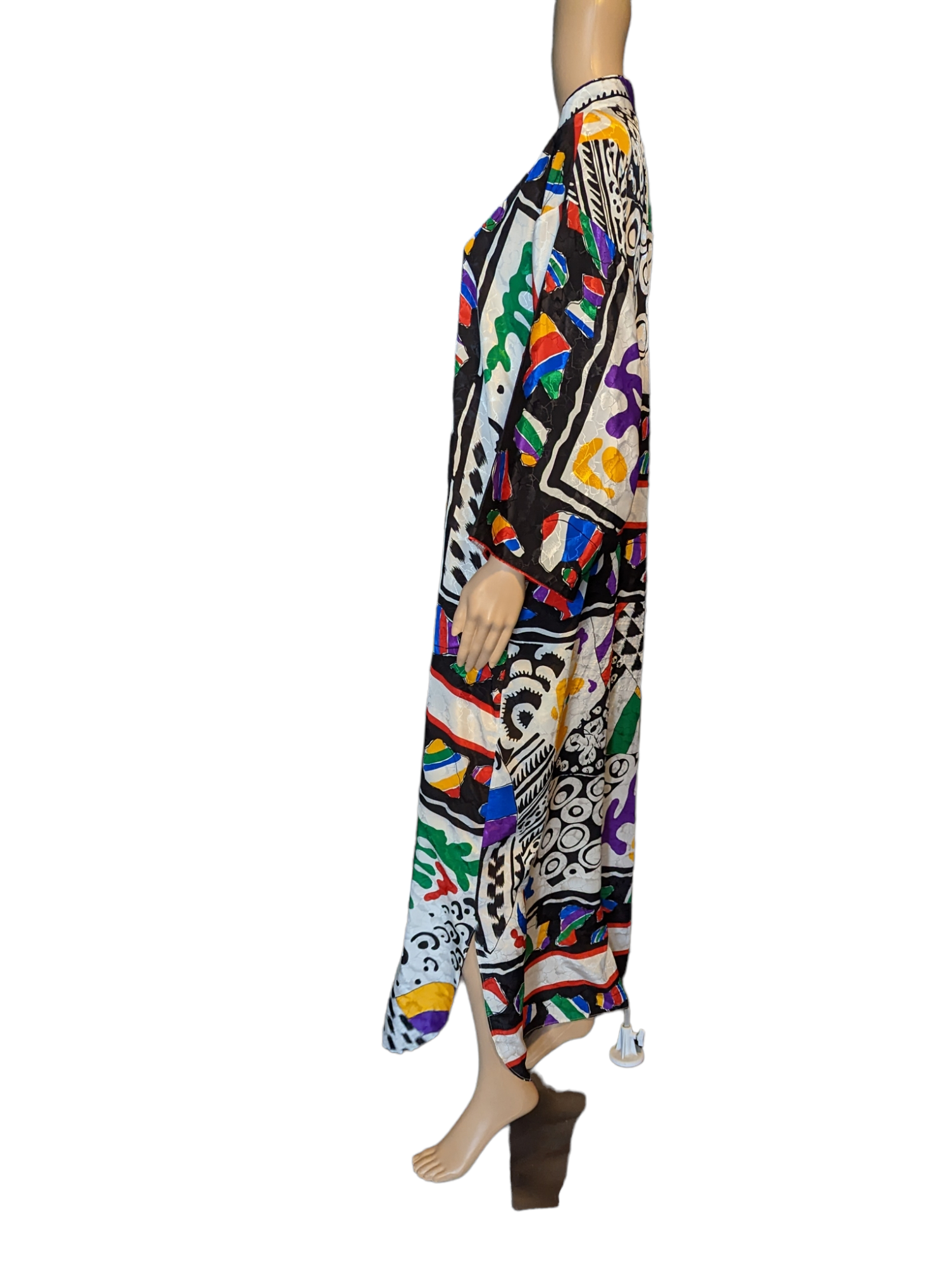 Vintage 80s Abstract Colorful 1/2 Zip Caftan Mumu Robe By Ruth Norman ...