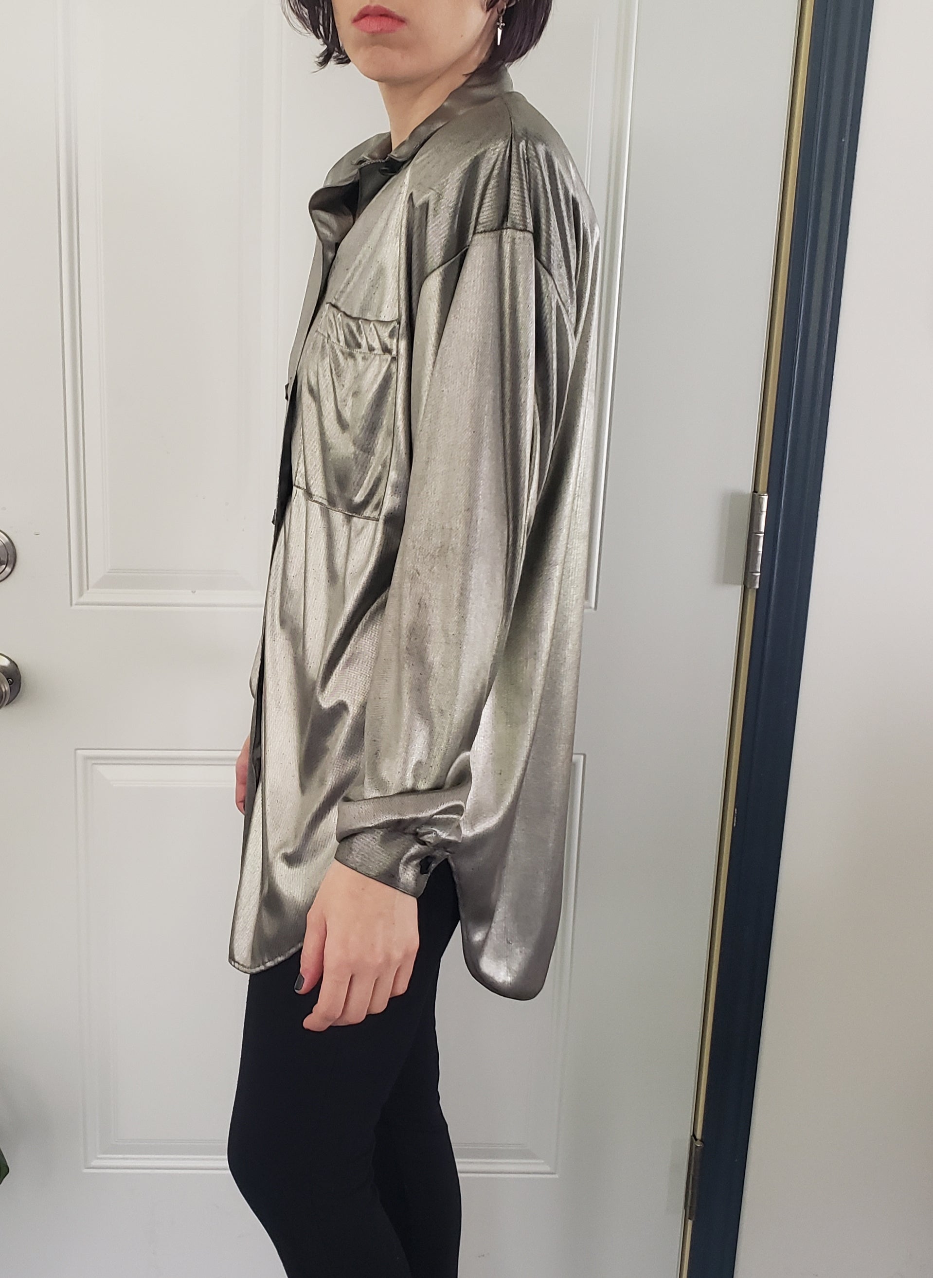 Vintage 80s Silver Button Down By Clio | Shop THRILLING