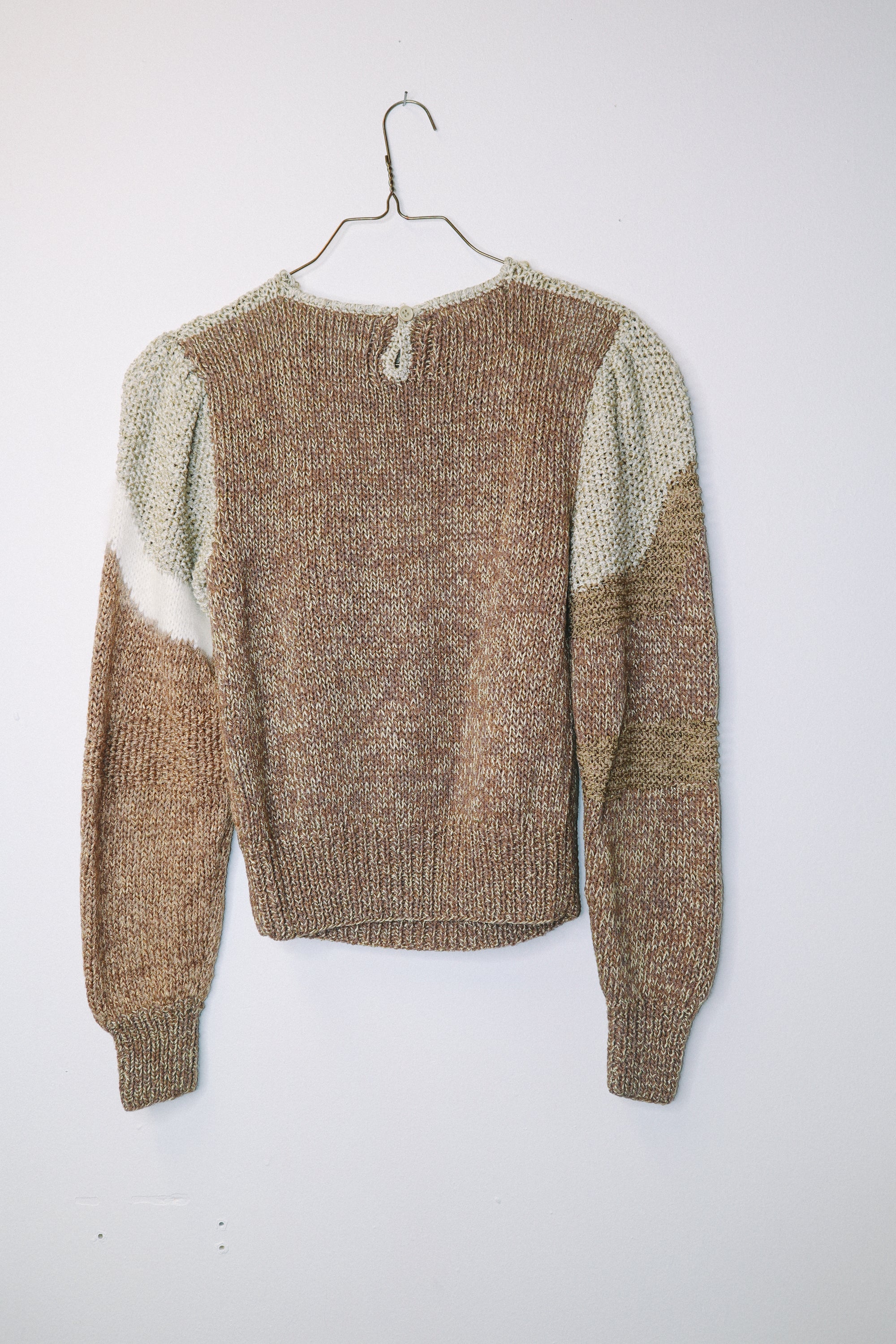 Vintage 70s/80s Beige And Ivory Angora Wool Abstract Knit Sweater By ...