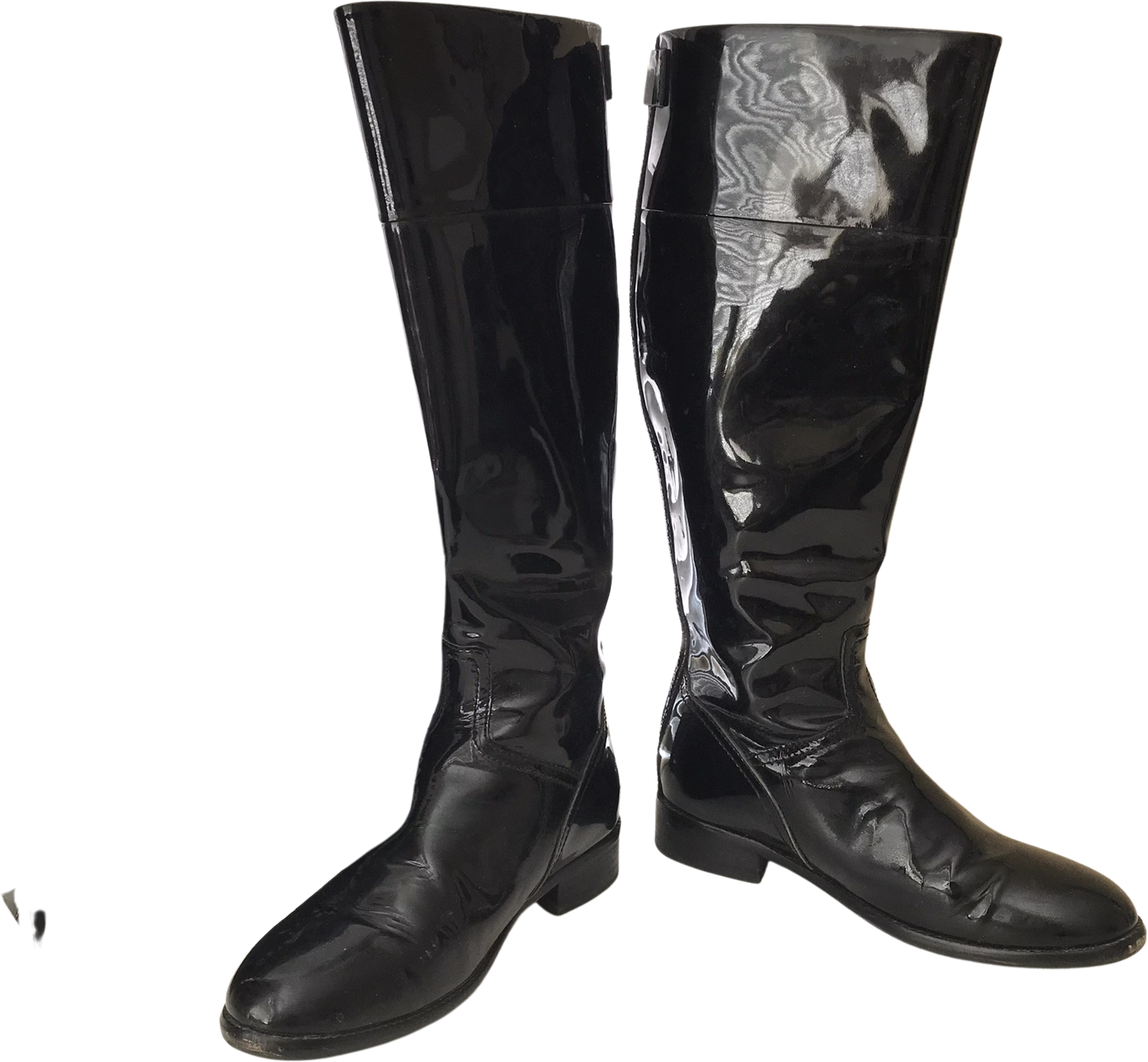 90s/00s Chanel Tall Riding Boots Patent Leather 41 By Chanel
