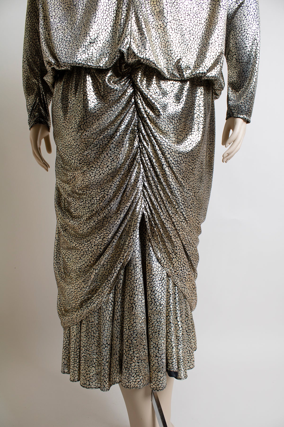 Vintage 80s Gold Metallic Liquid Metal Statue Draped Dress By Night ...