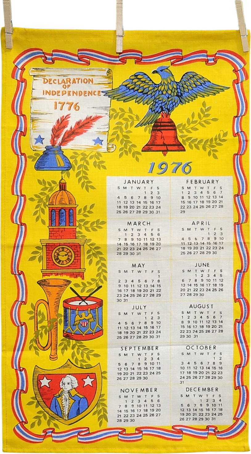 Vintage 70s Vtg 1976 Bicentennial Patriotic Calendar Tea Towel | Shop  THRILLING
