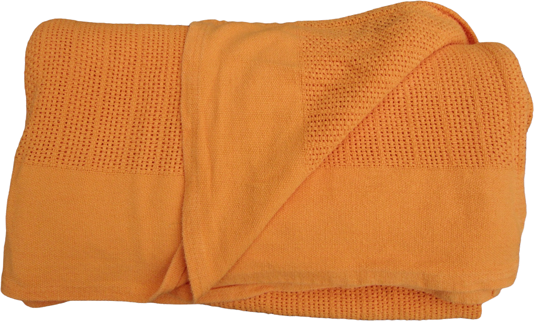 Vintage 90s Cotton Waffle Weave Blanket Orange Queen 90x90 By JCPenney