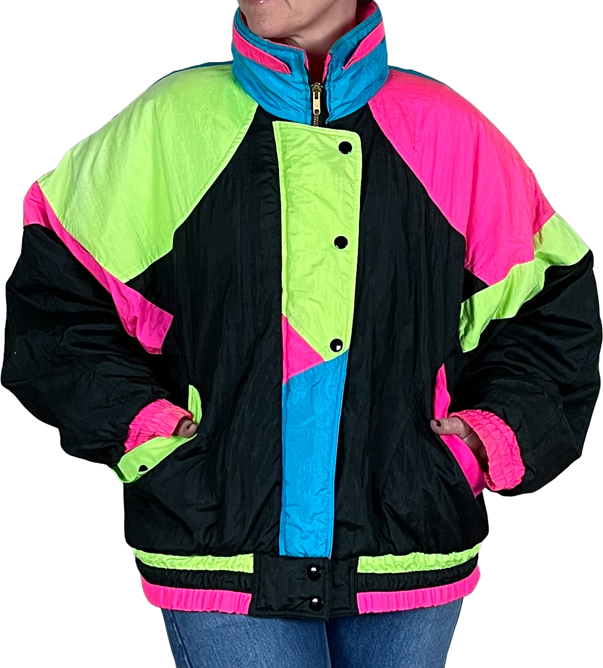 Vintage 80s Neon Dolman Sleeve Winter Jacket By East West | Shop