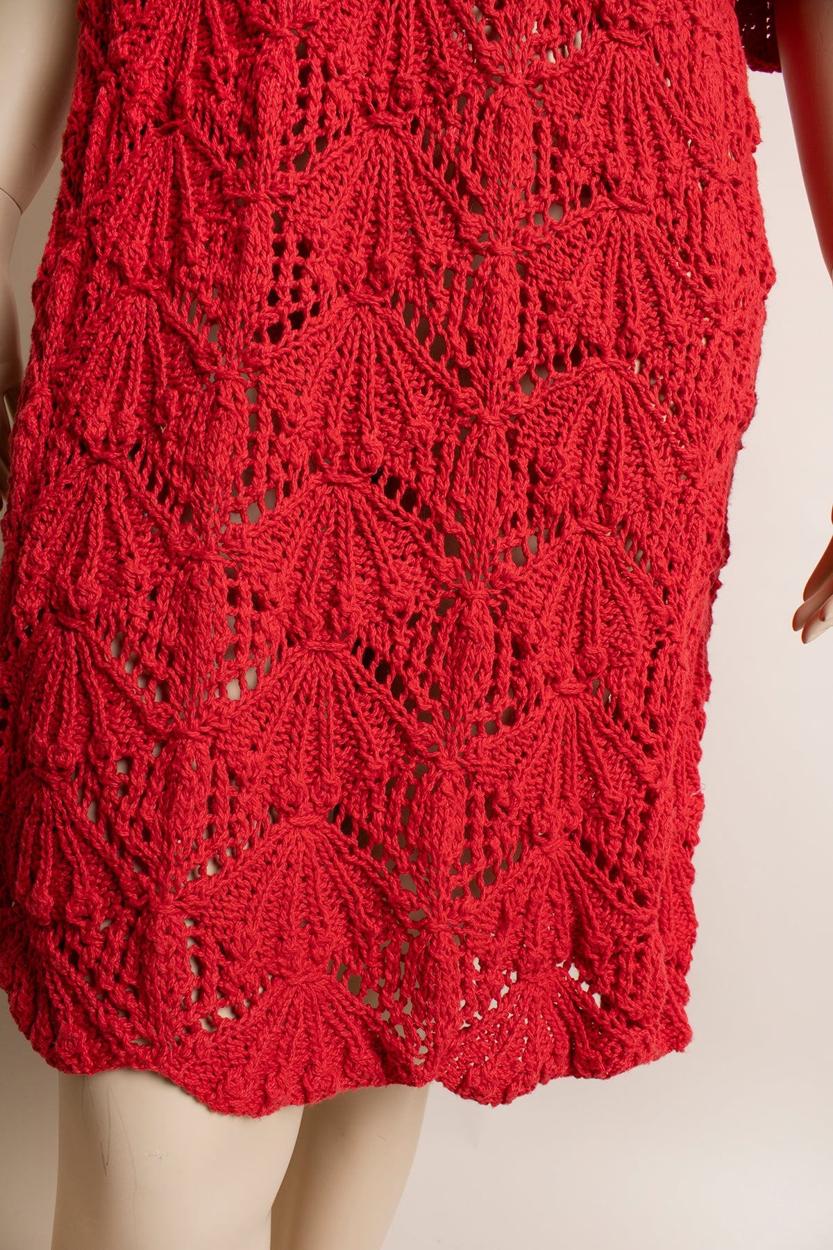 Vintage Red Knit Dolly Dress With Crochet Fan Skirt | Shop THRILLING