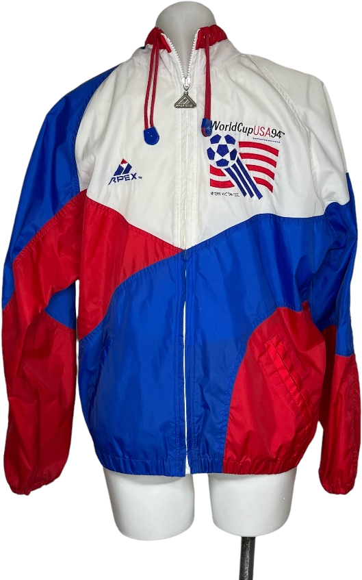Vintage 90s World Cup Usa 94 Windbreaker Red White Blue Small By