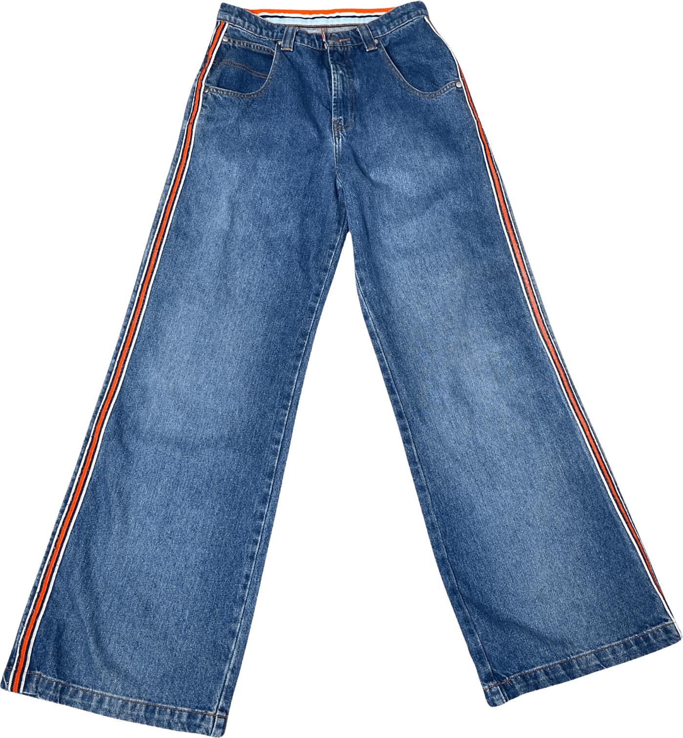 90’s Ultra High Waisted Wide Leg Side Stripe Jeans by Zonz