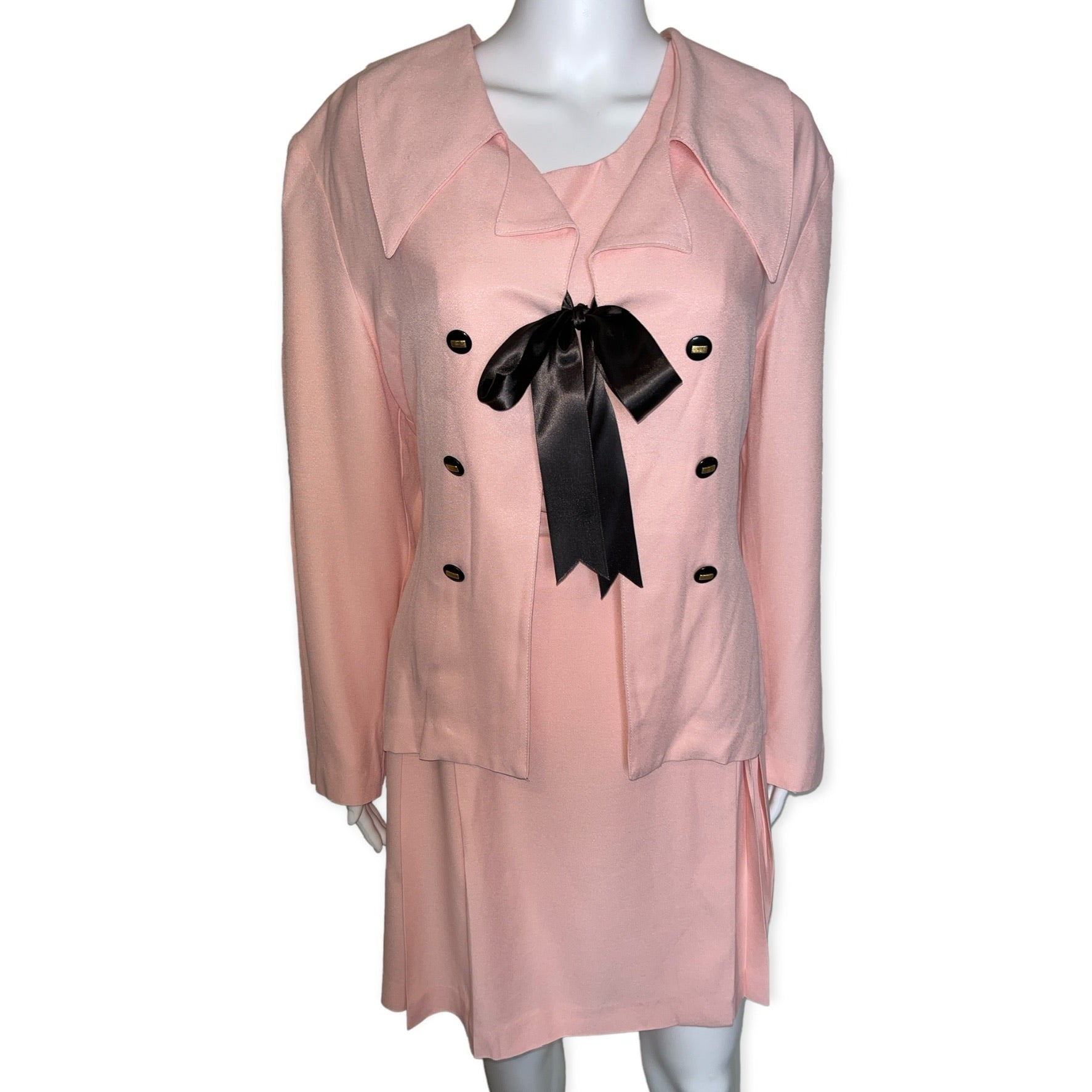 Vintage 90s Pink Pleated Three Piece Skirt Suit By Joseph Ribkoff ...