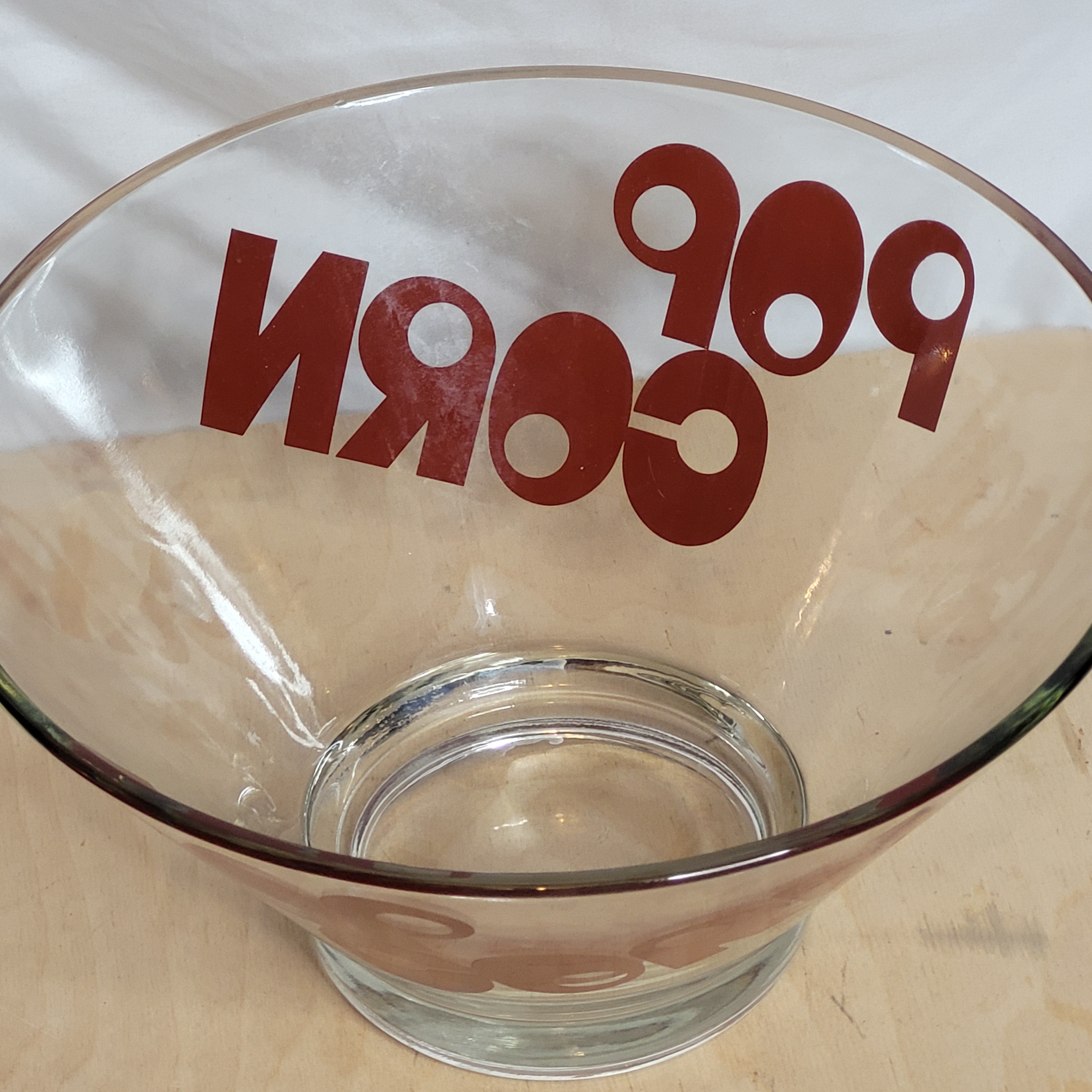 Rust Color Bowl Vintage 70s Pop Corn Bowl Glass Clear Retro Rust Color Words By Wheaton ...