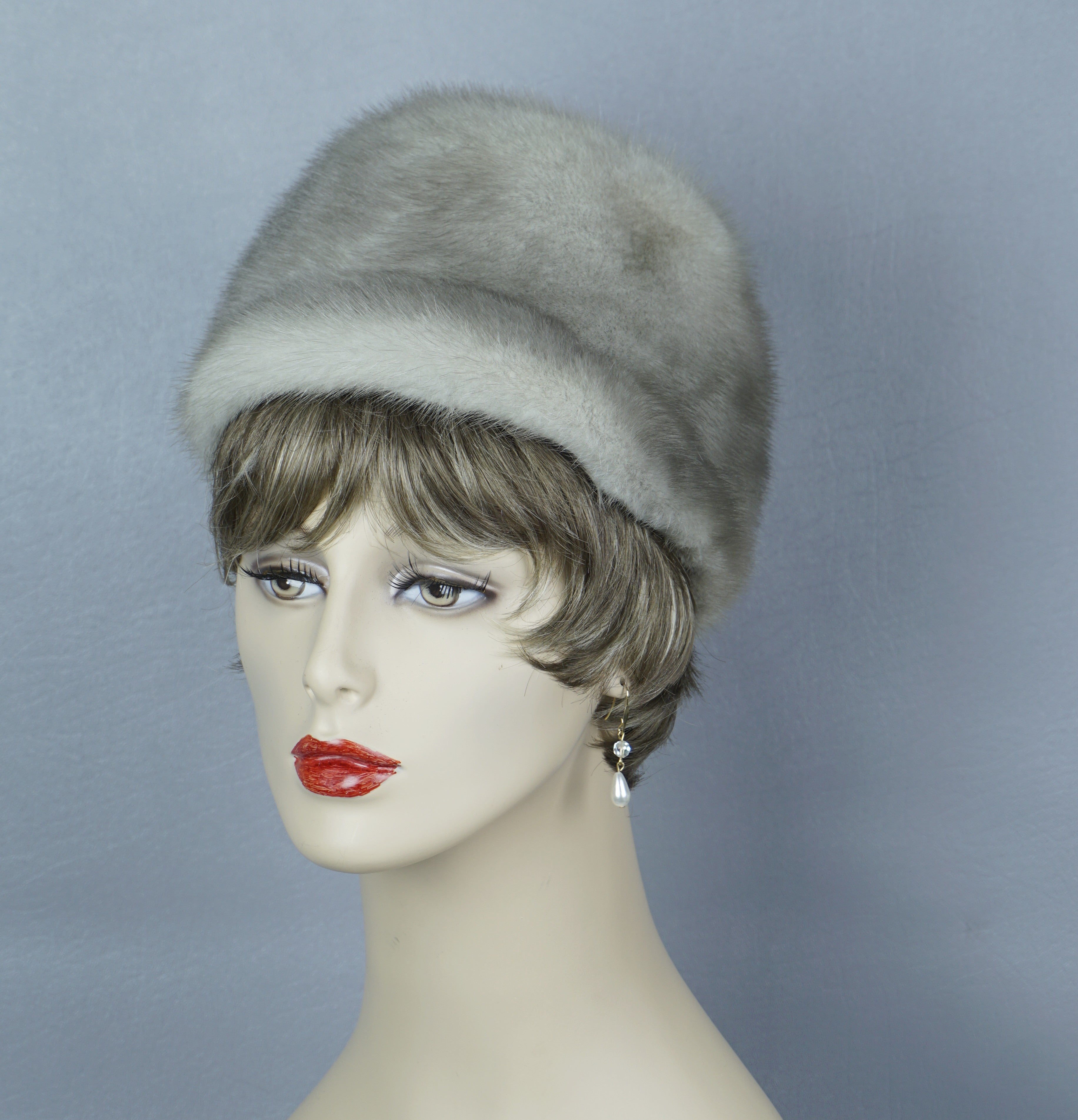 Vintage 60s Silver Mink Mod Cap Hat By Henri Kessler | Shop THRILLING