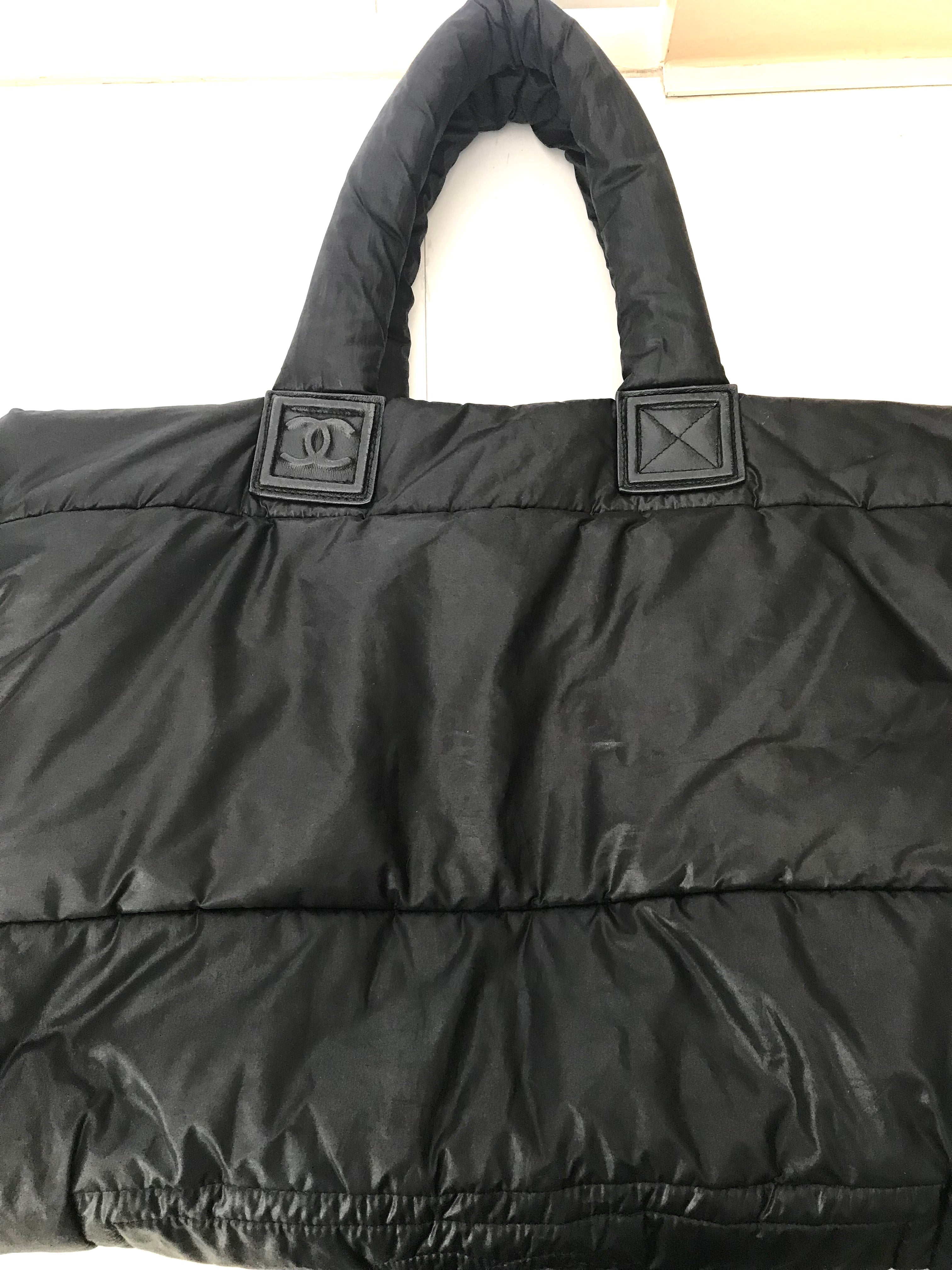 Vintage 90s/00s Chanel Coco Cocoon Large Nylon Quilted Tote Purse By Chanel