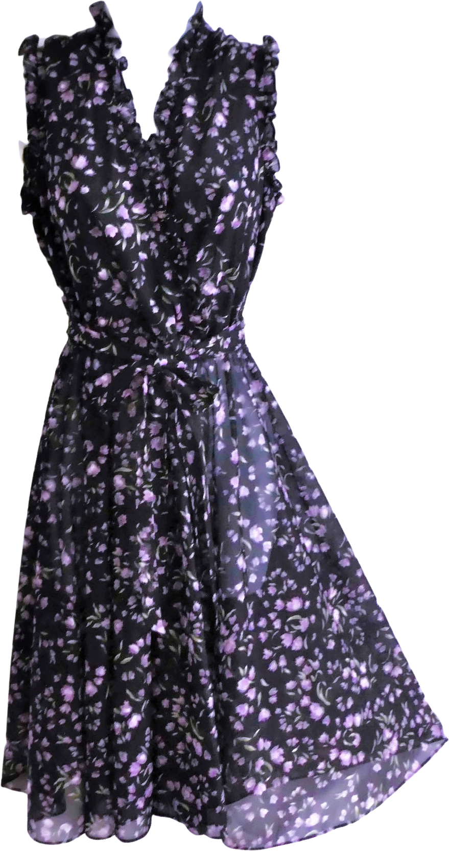 70’s Purple Floral Paisley Belted Midi Dress by Ed Michaels