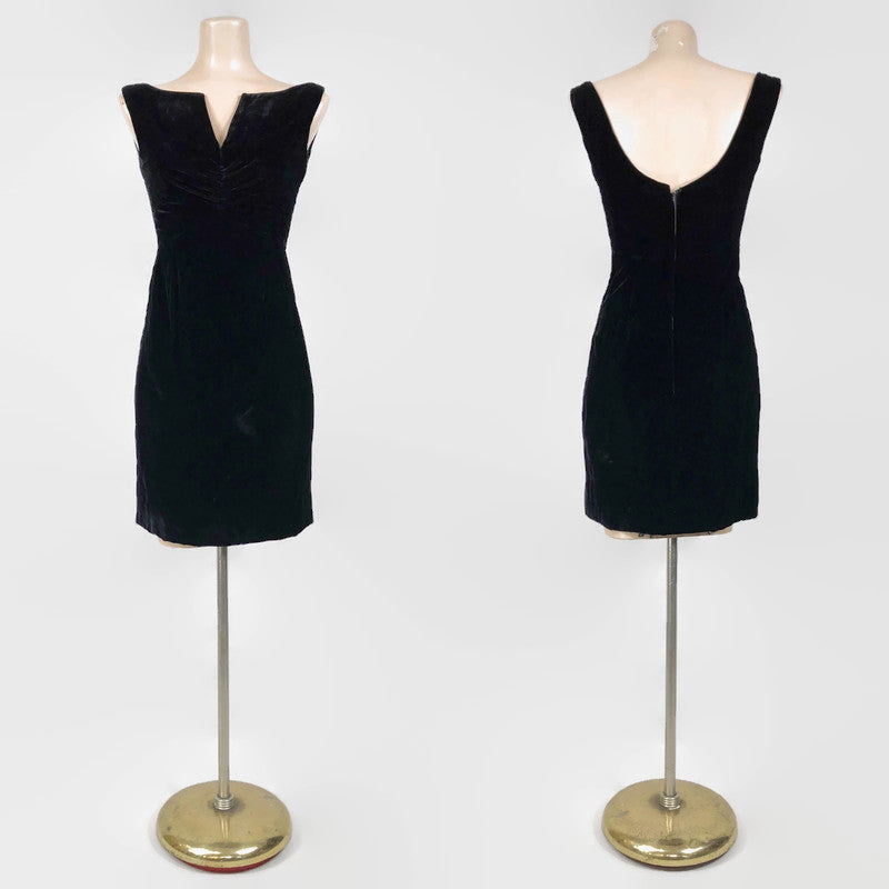 Vintage 60s Velvet Space Age Micro Mini Dress Batteau Neckline | Shop ...