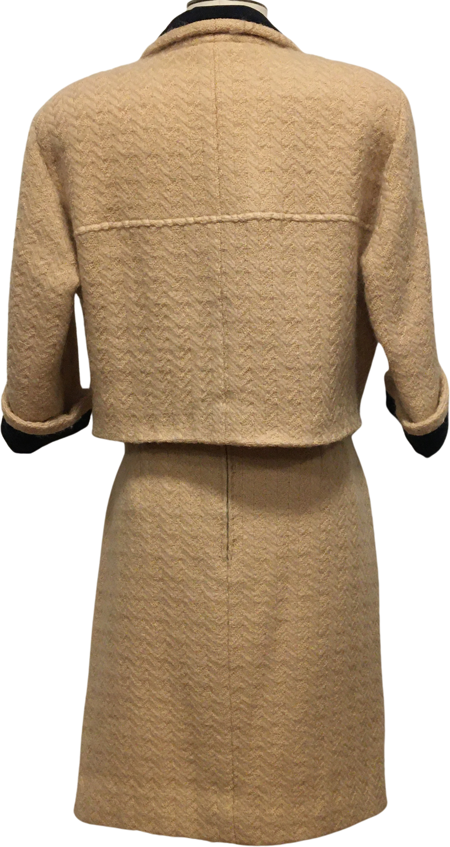 Vintage Two Piece Beige Blazer And Skirt Set By Chanel